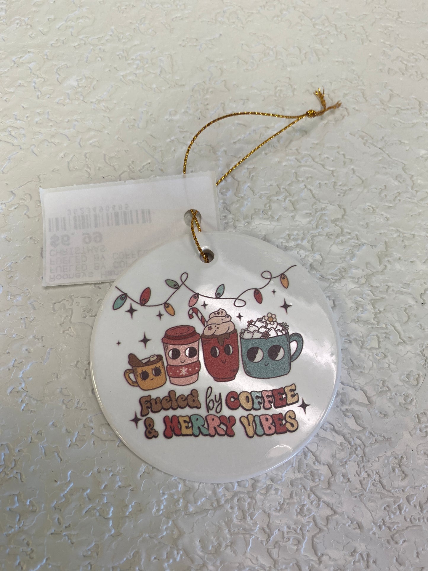 FUELED BY COFFEE GLASS ORN