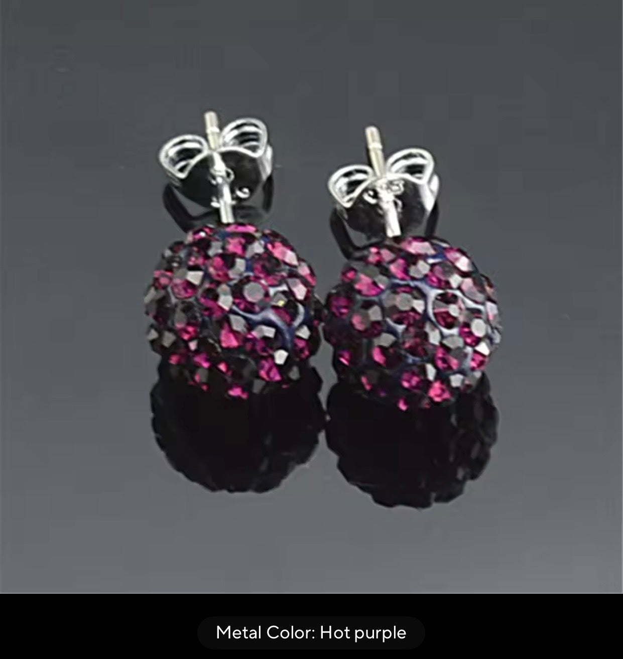 WINE RED BLACK ORE CRYSTAL BALL EARRINGS