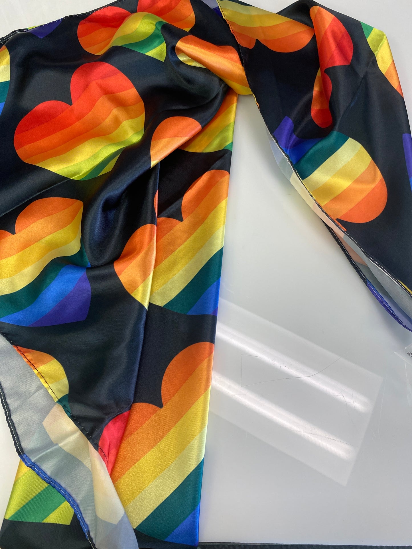 RAINBOW HEARTS SQUARE HEAD SCARF