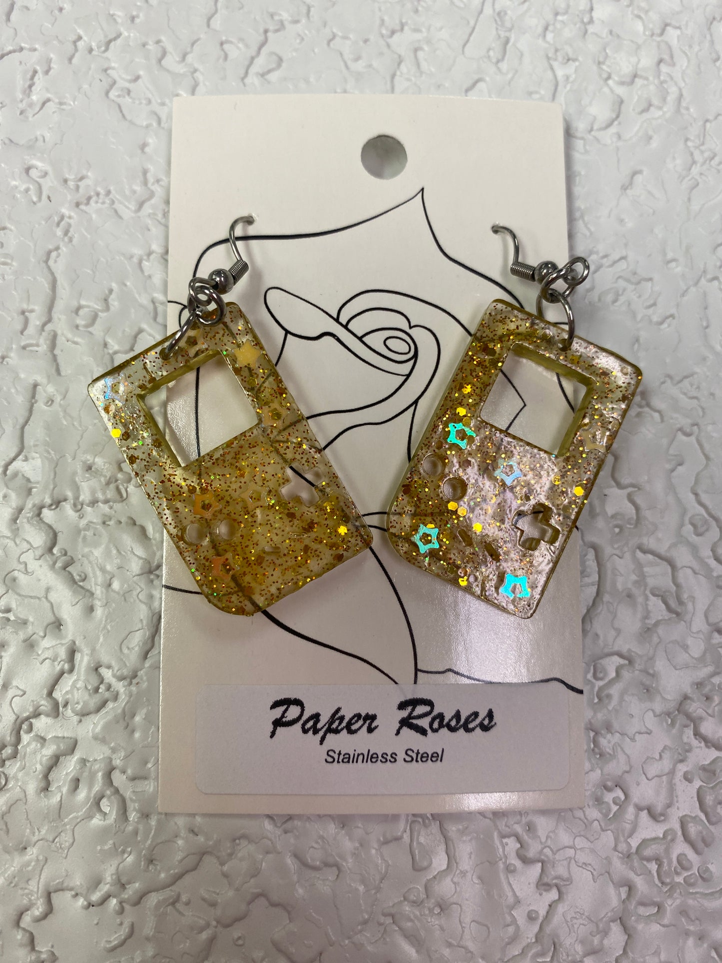 GOLD RETRO GAME EARRINGS
