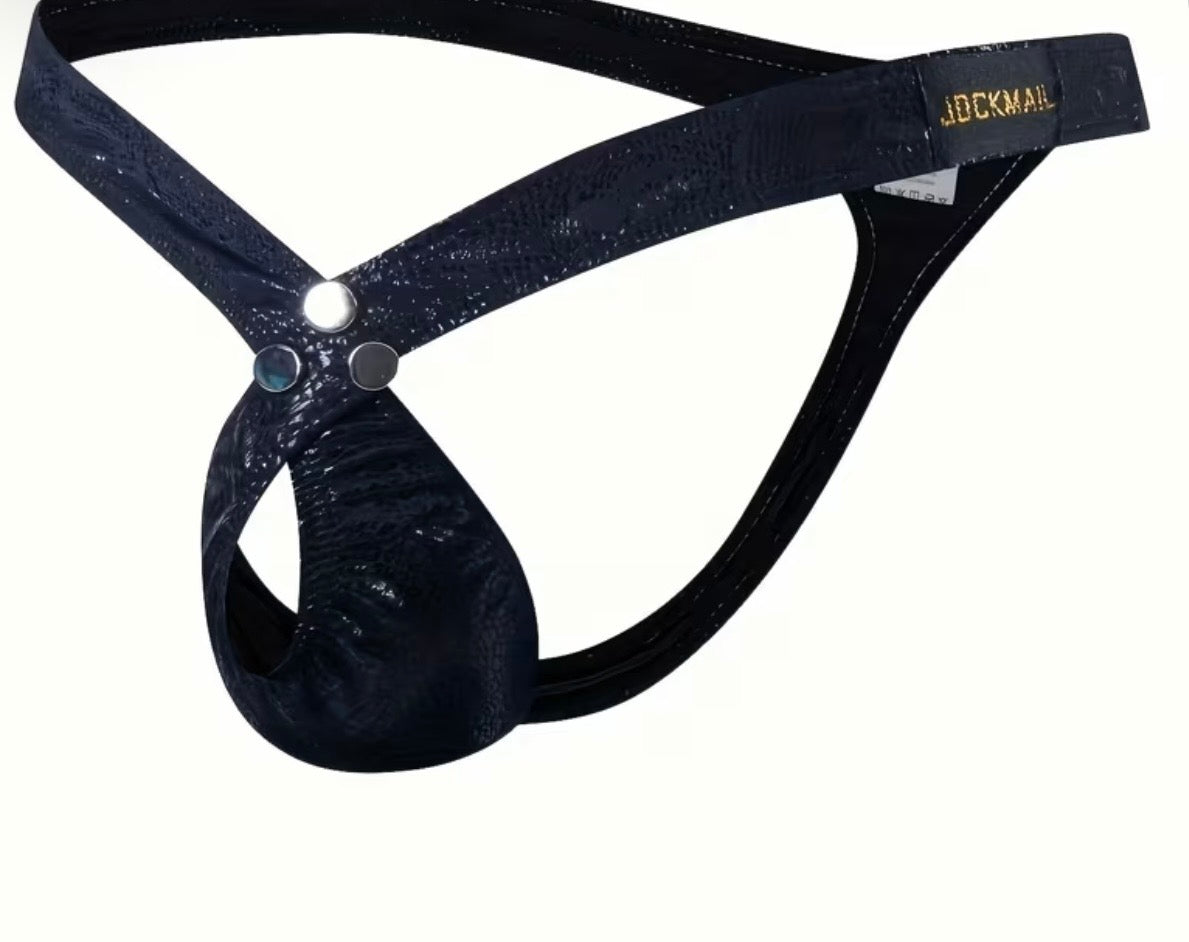 SEXY SNAKE PATTERN BLACK MENS THONG UNDERWEAR