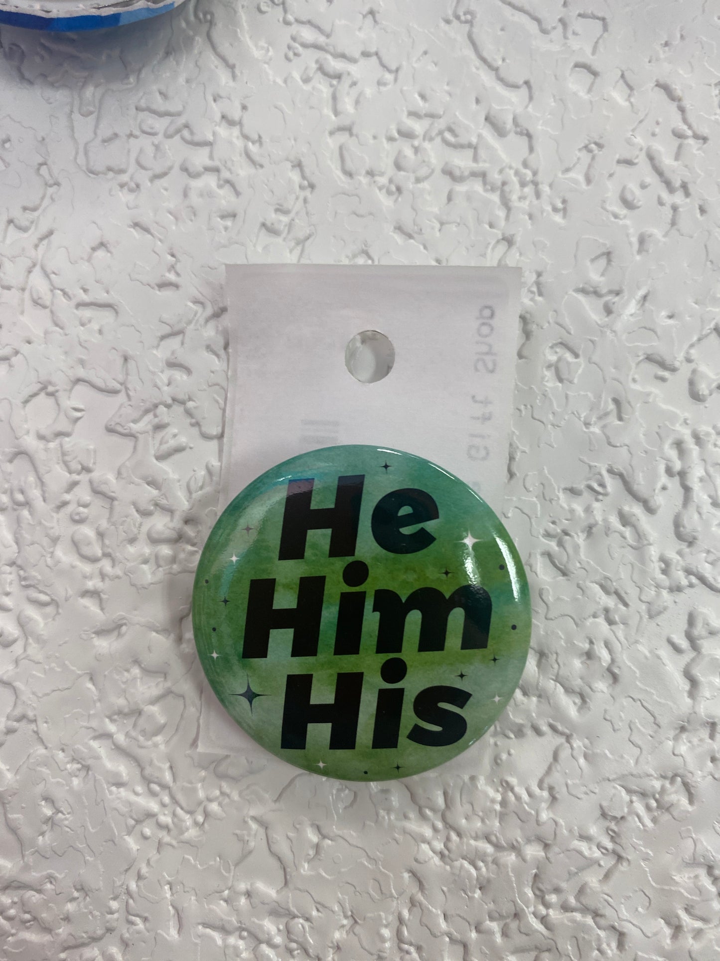 HE HIM HIS DARK GREEN BUTTON