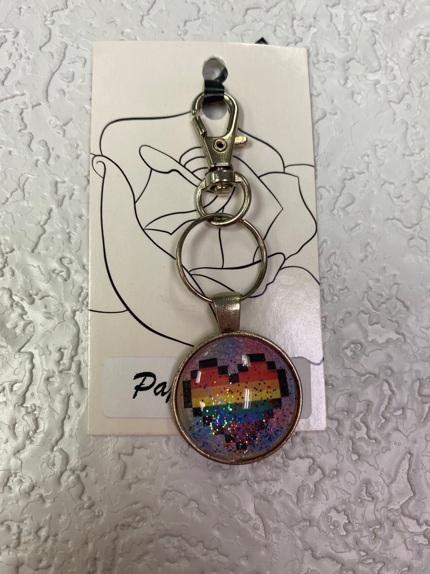 PRIDE PIXEL HEART KEYCHAIN