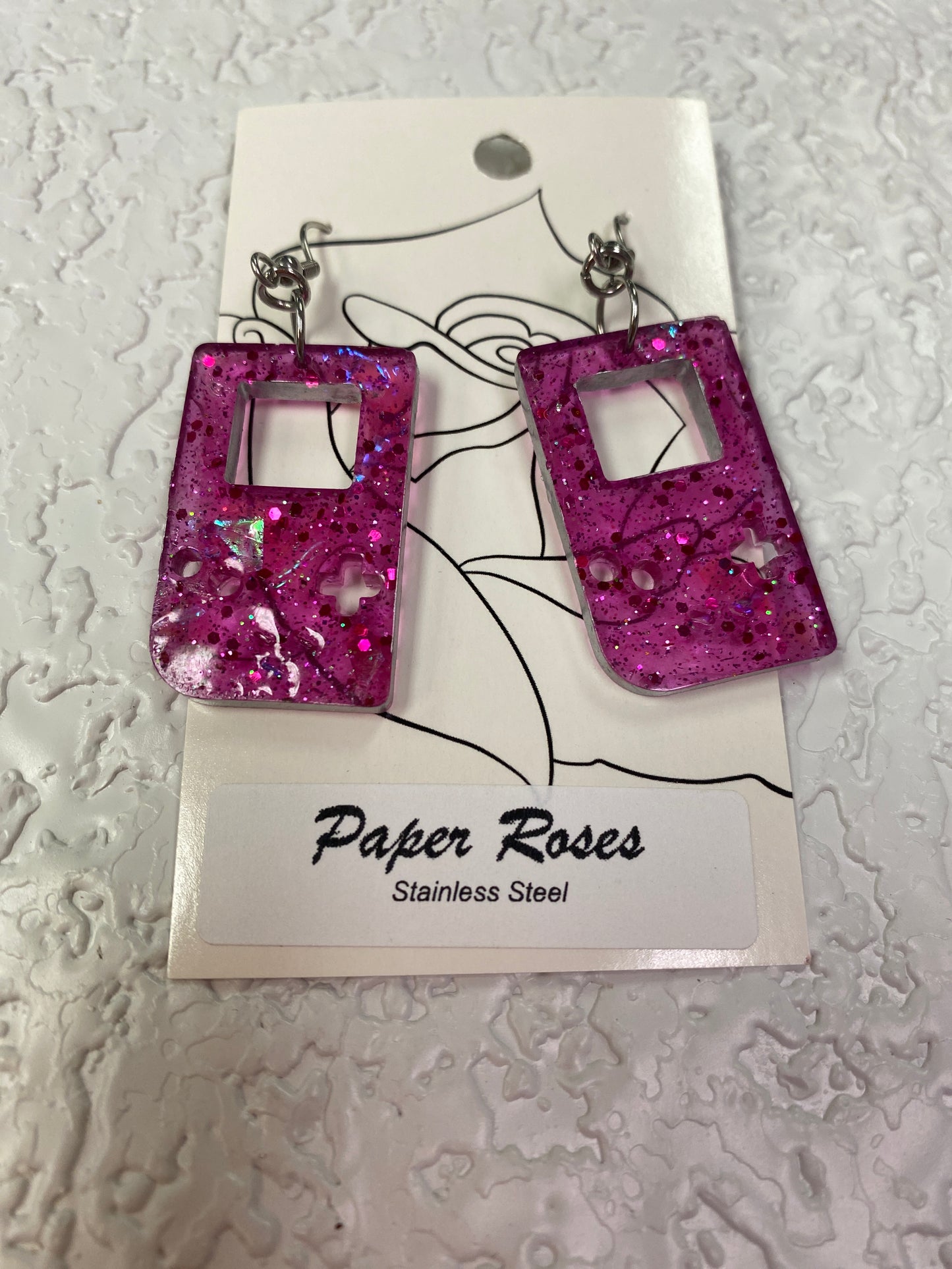 PINK RETRO GAME EARRINGS