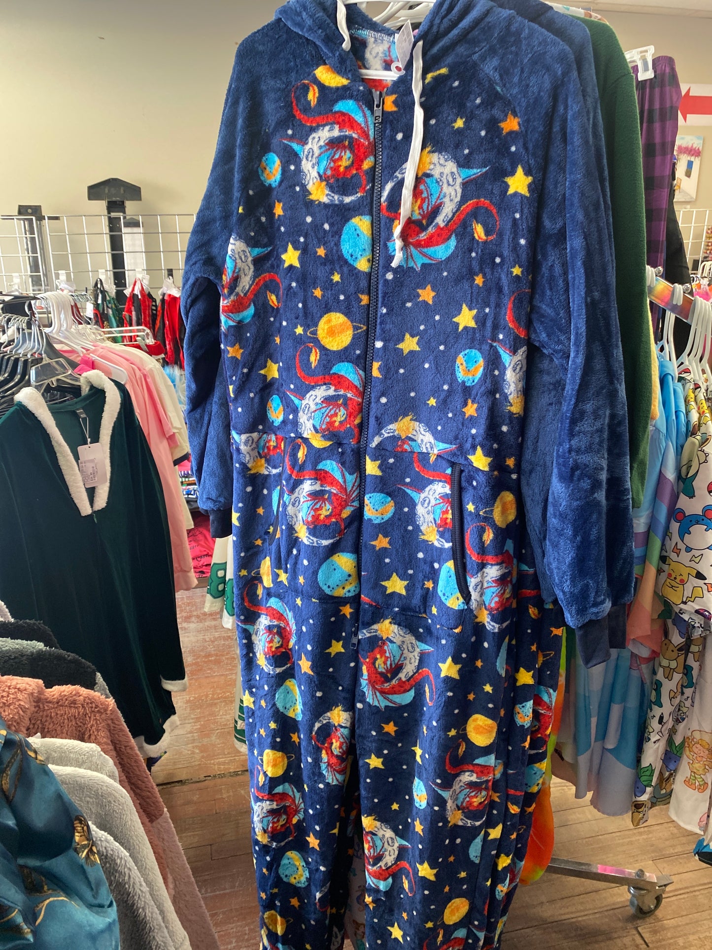 PLUSH WARM HOODED NAVY BLUE STARRY SKY MEDIUM