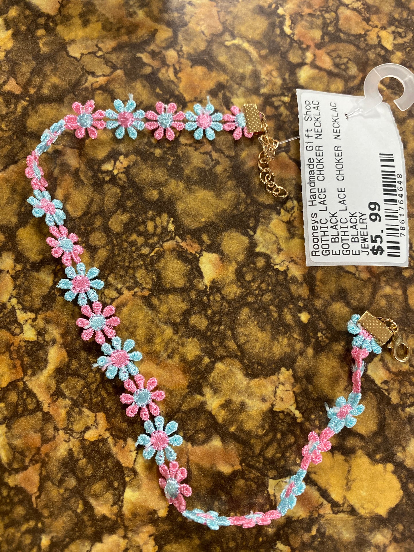 PINK BLUE FLOWER CHOKER