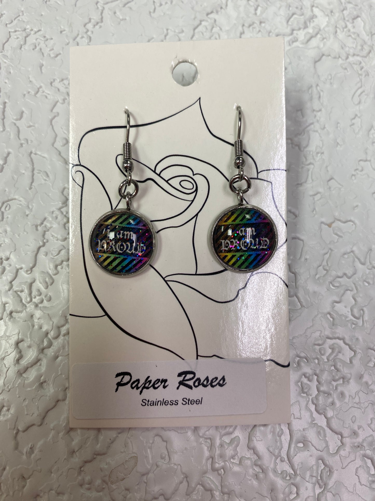 I AM PROUD GLITTER EARRINGS