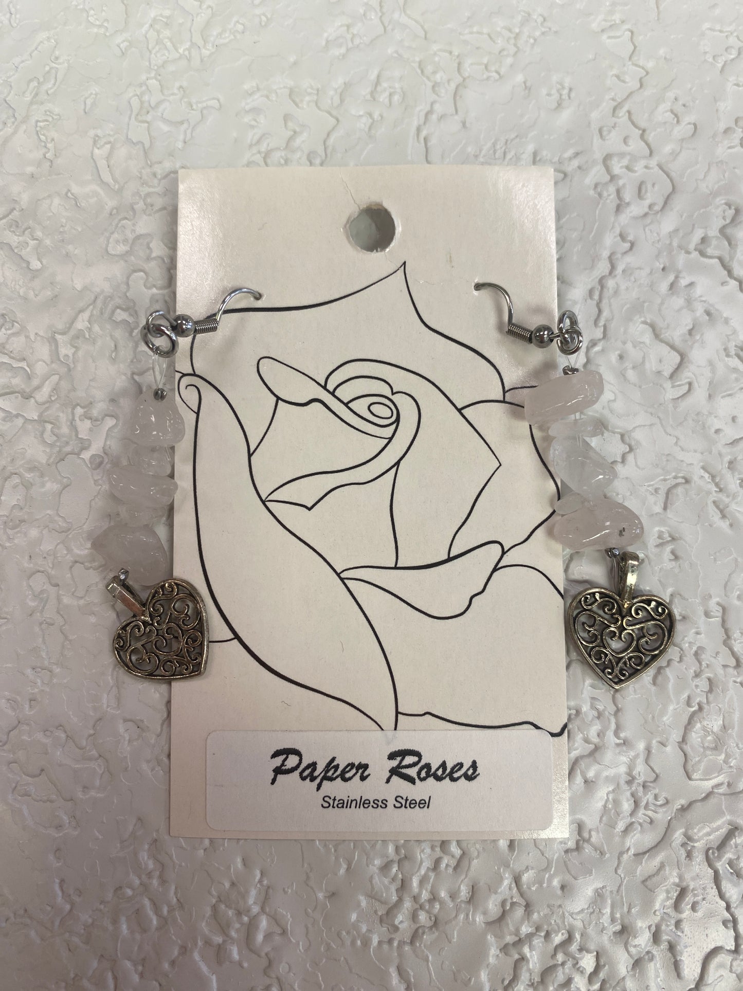 ROSE QUARTZ HEART EARRINGS