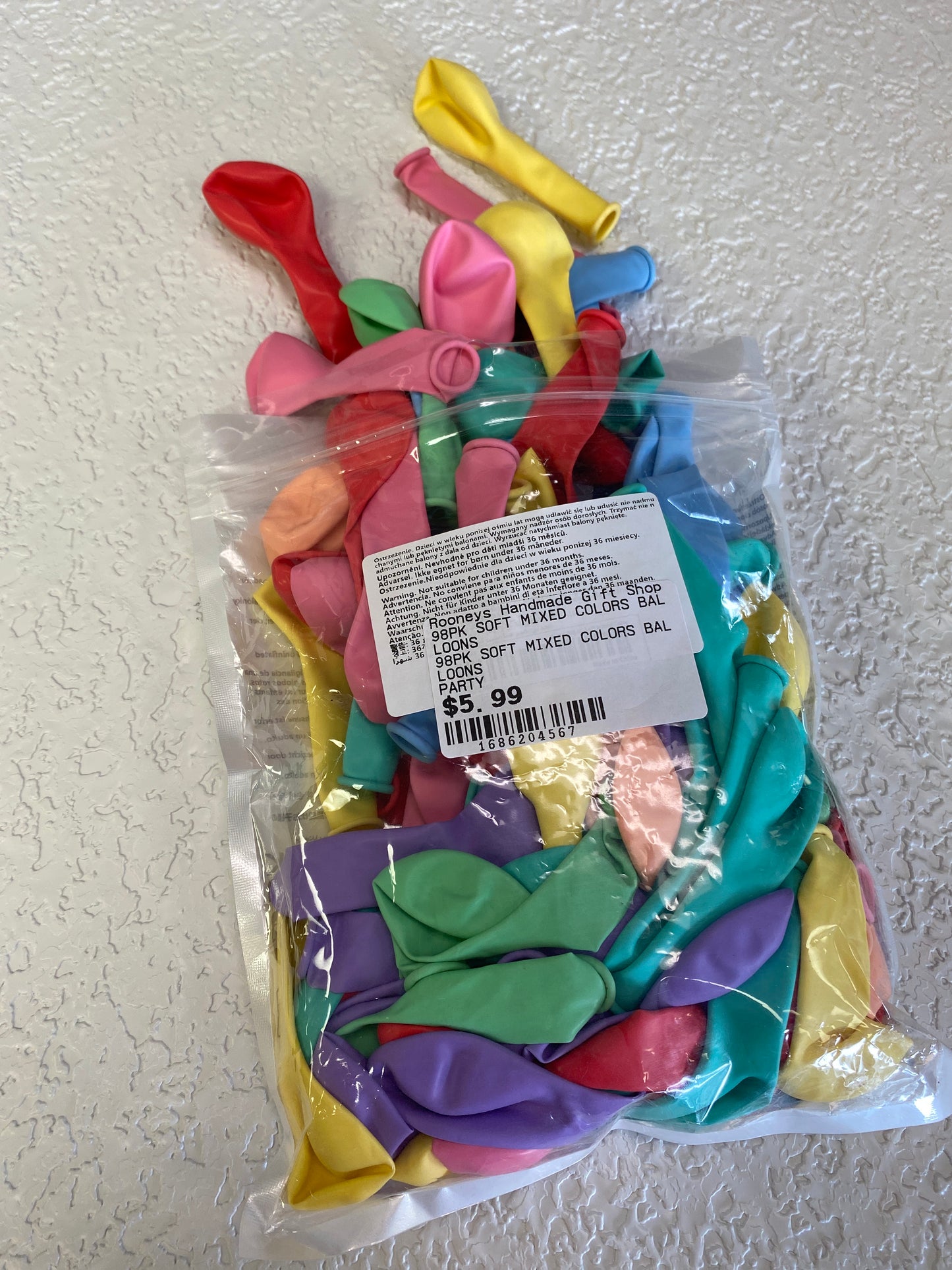 98PK SOFT MIXED COLORS BALLOONS