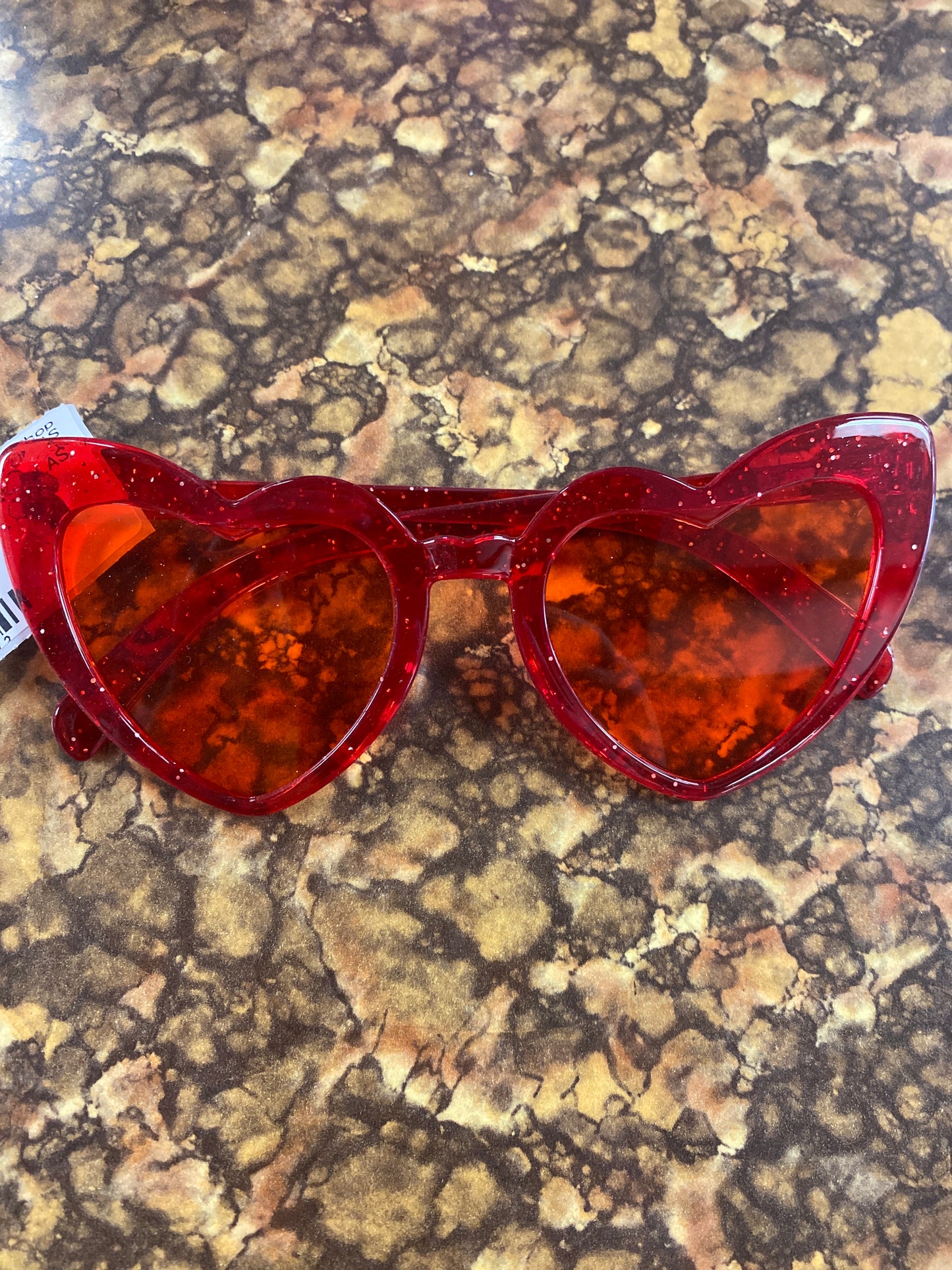RED POINT HEART CLEAR GLASSES