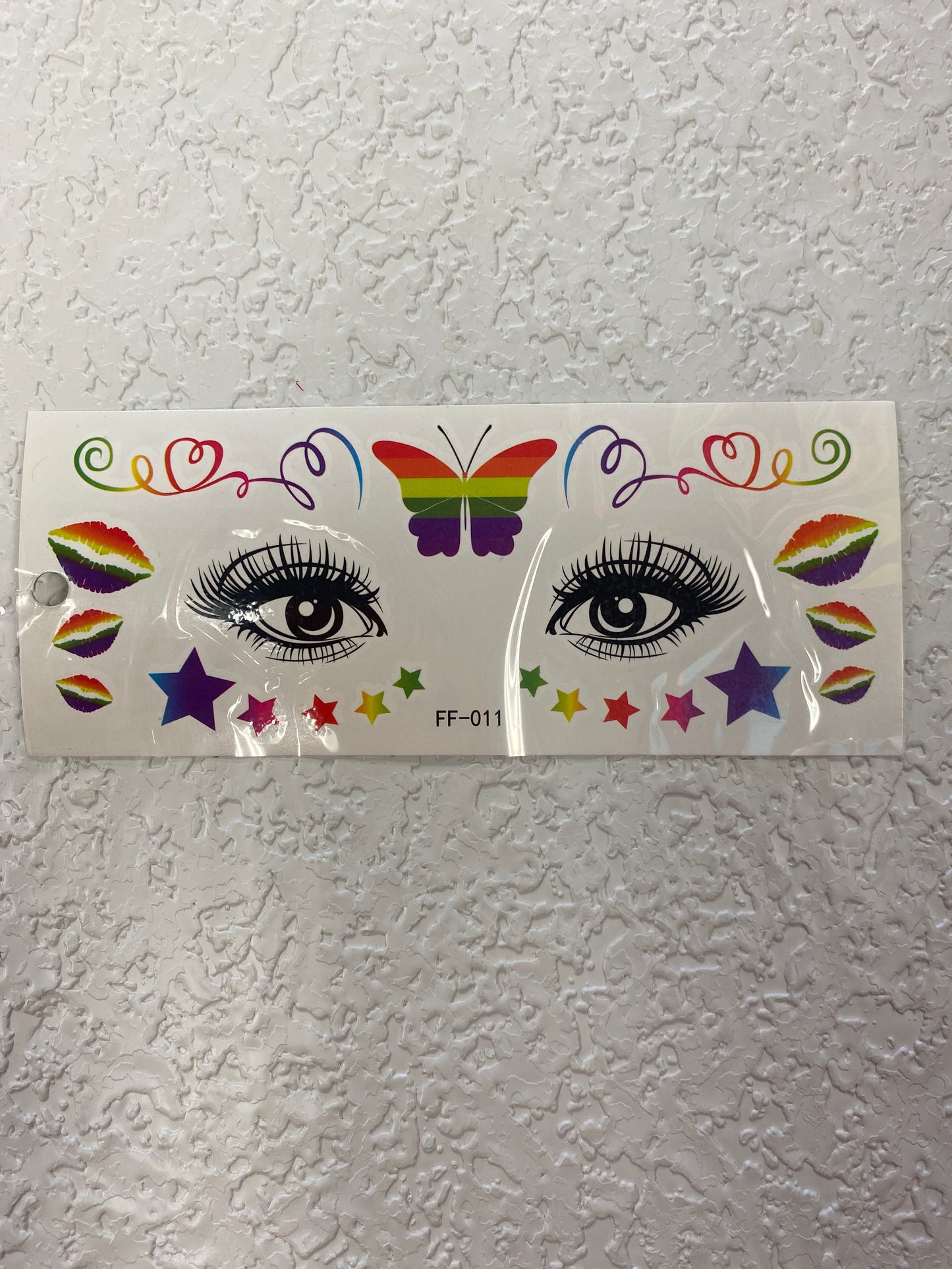 PRIDE FACE TATTOO RAINBOW LIPS AND STARS