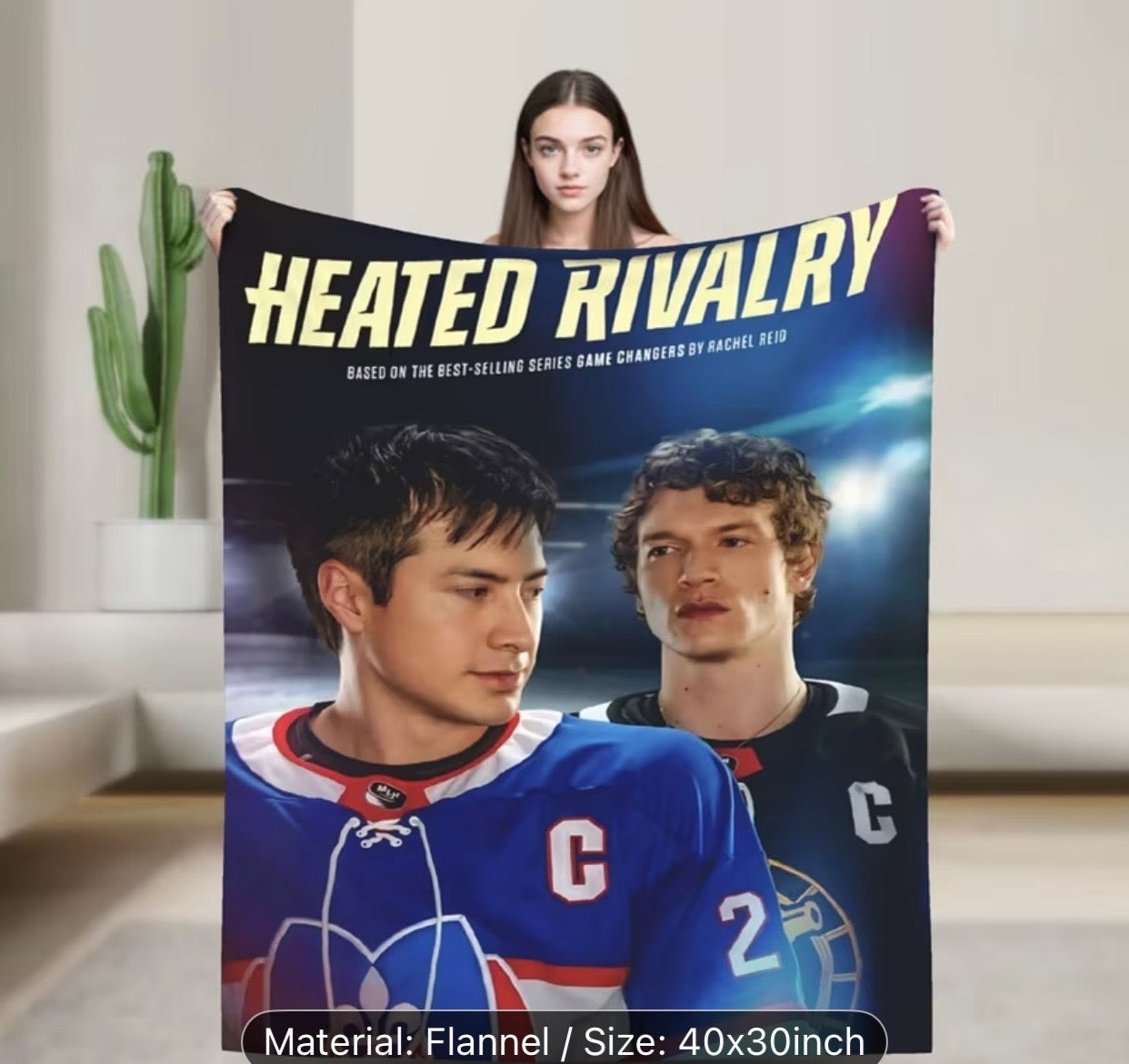 HEATED RIVALRY FLANNEL BLANKET 40 X 30 INCH