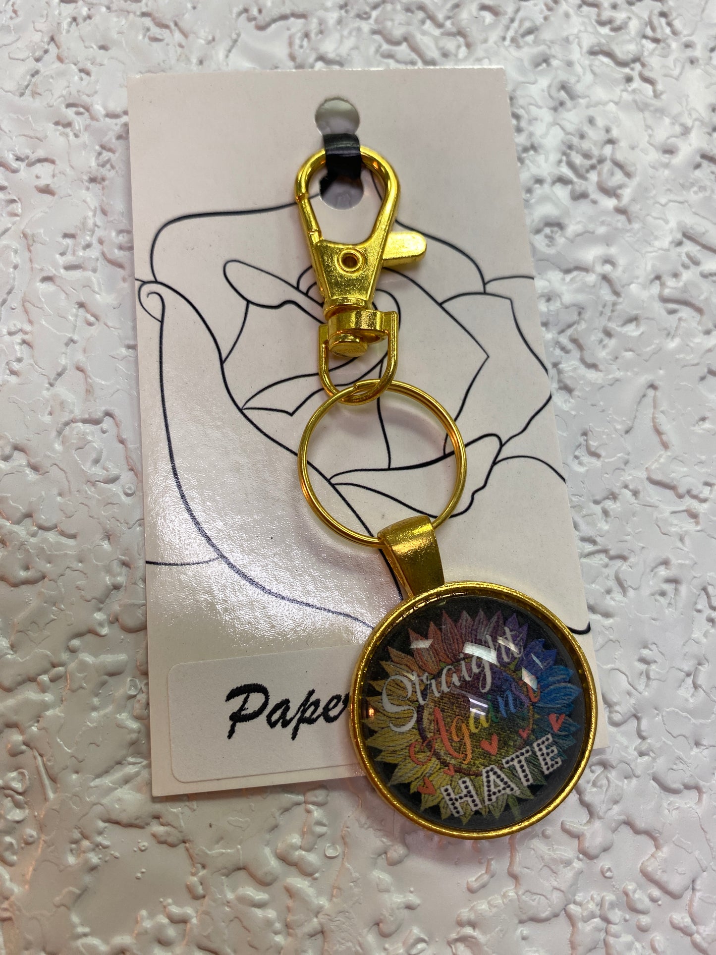 STRAIGHT AGAINST HATE GOLD KEYCHAIN