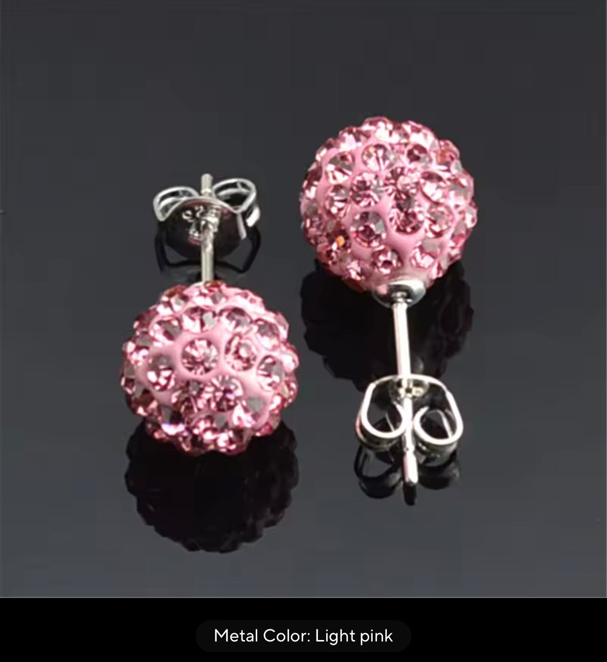CRYSTAL BALL EARRINGS LIGHT PINK