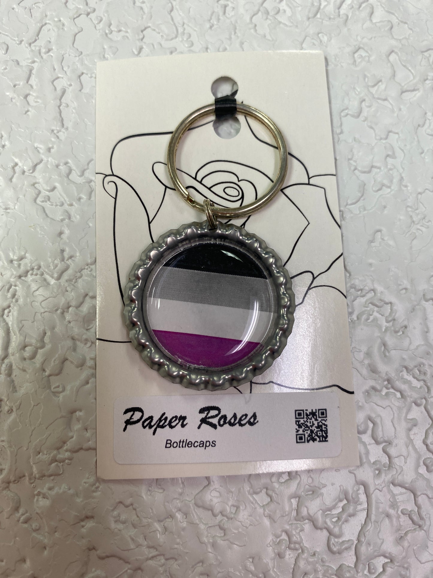 SILVER PRIDE BOTTLE CAP KEYCHAIN