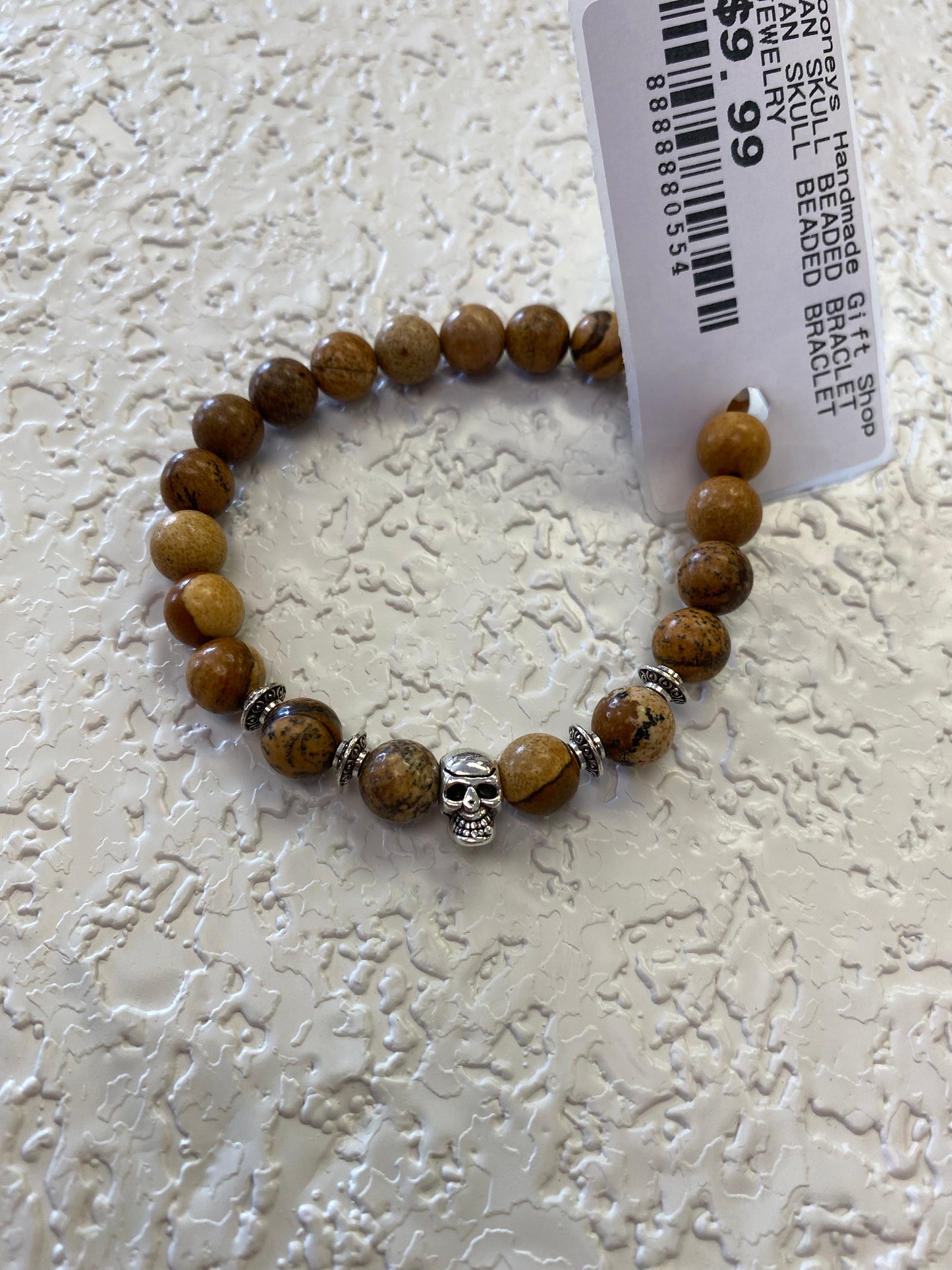 TAN SKULL BEADED BRACLET
