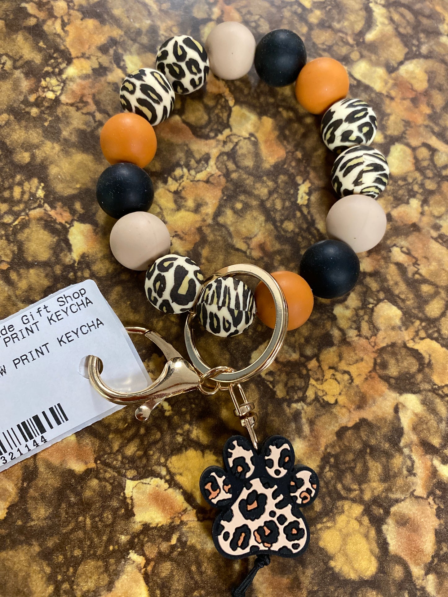 BROWN DOG PAW PRINT KEYCHAIN BRACE