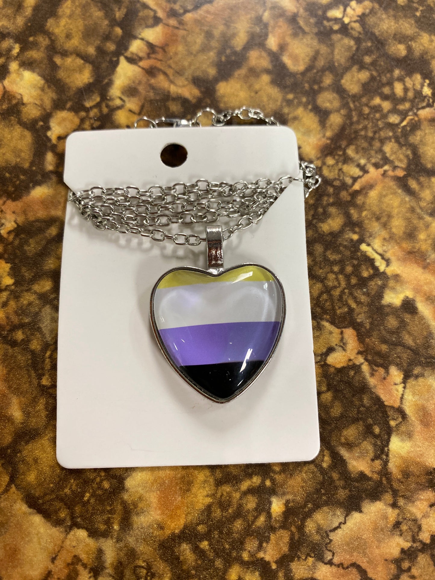 NON BINARY PRIDE HEART NECKLACE