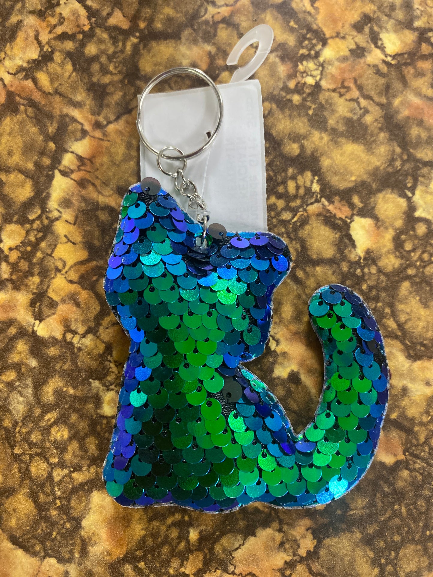 GREEN BLUE CAT SEQUENCE KEYCHAIN