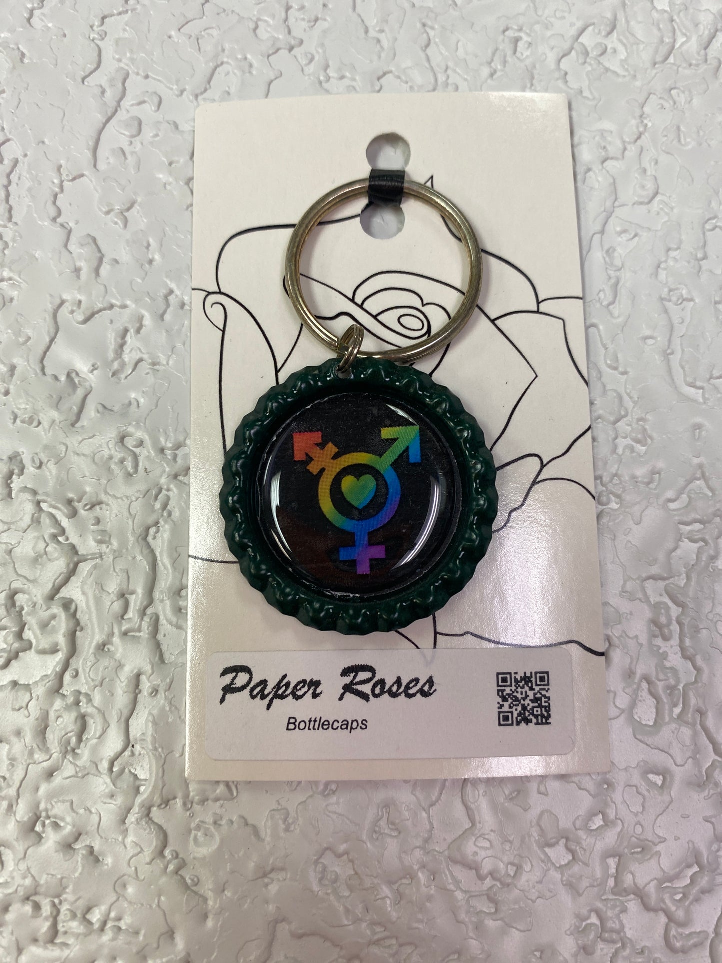 DARK GREEN PRIDE BOTTLE CAP KEYCHAIN