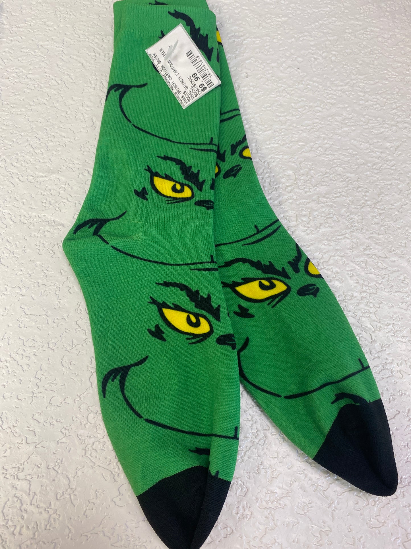 XMAS GRINCH CARTOON GREEN SOCKS