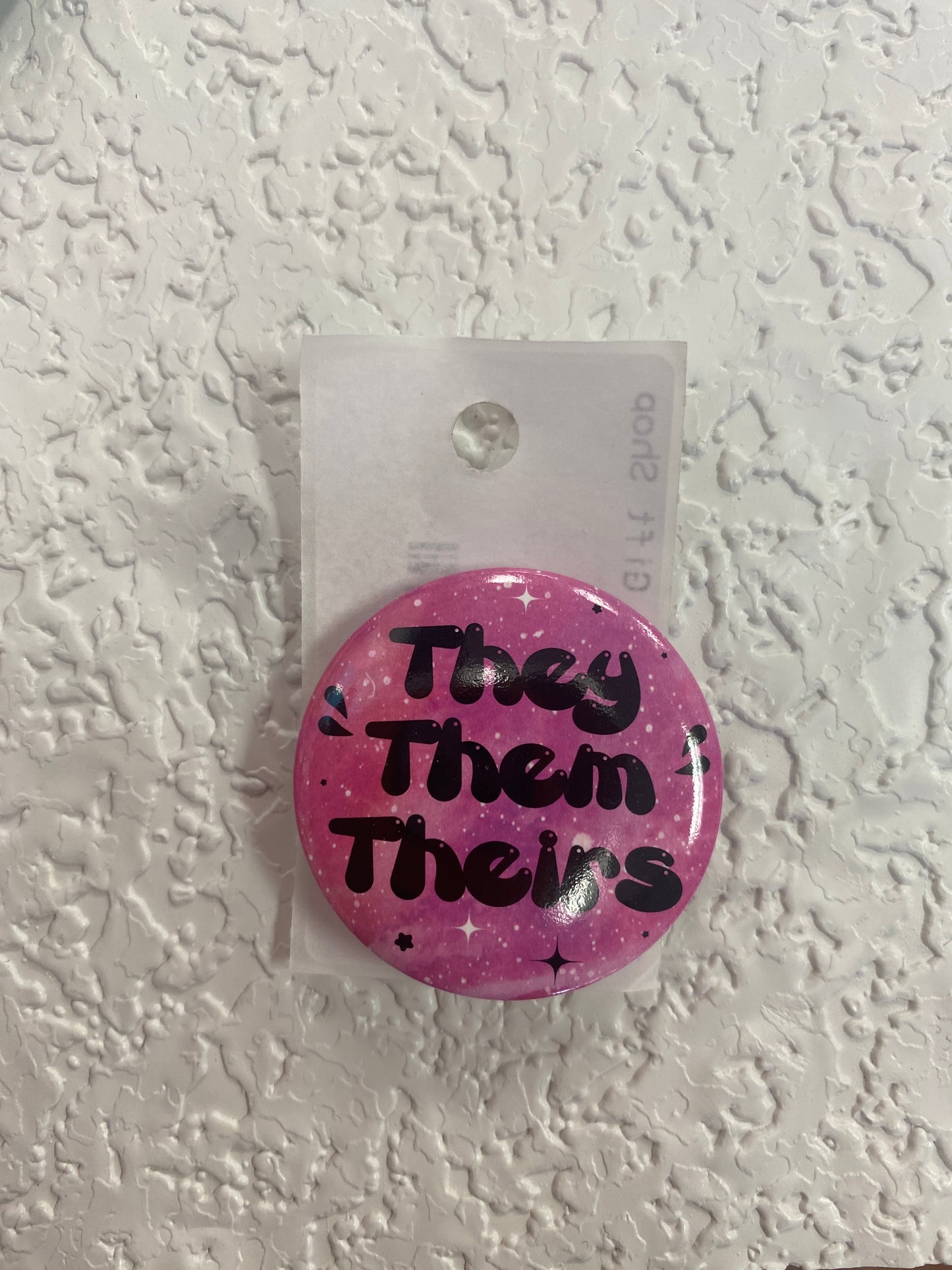 THEY THEM THEIRS PINK PURPLE BUTTON