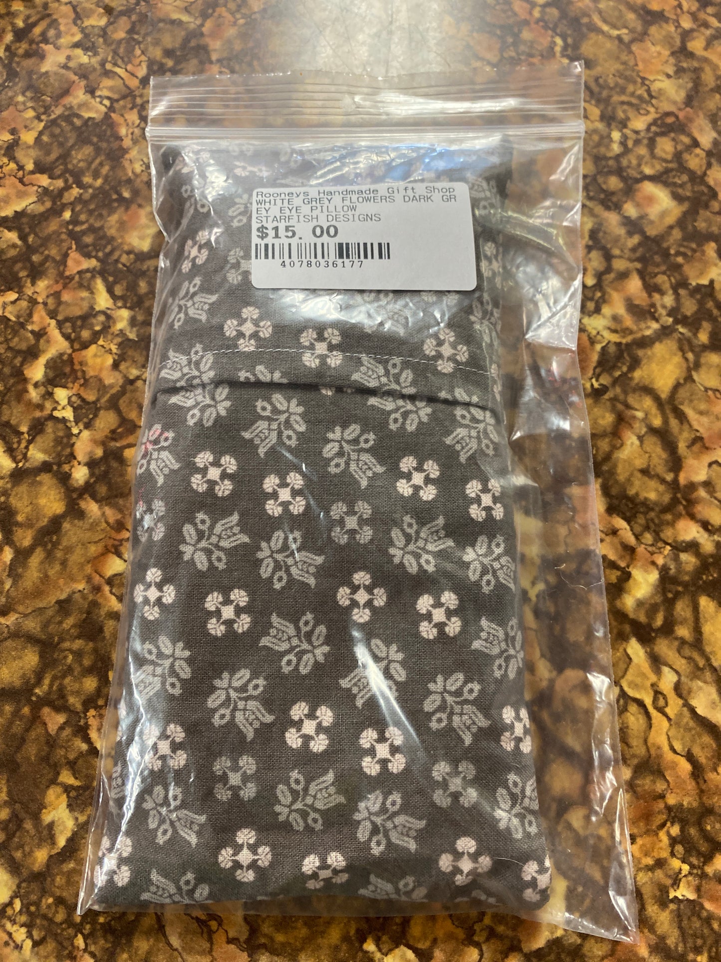 WHITE GREY FLOWERS DARK GREY EYE PILLOW