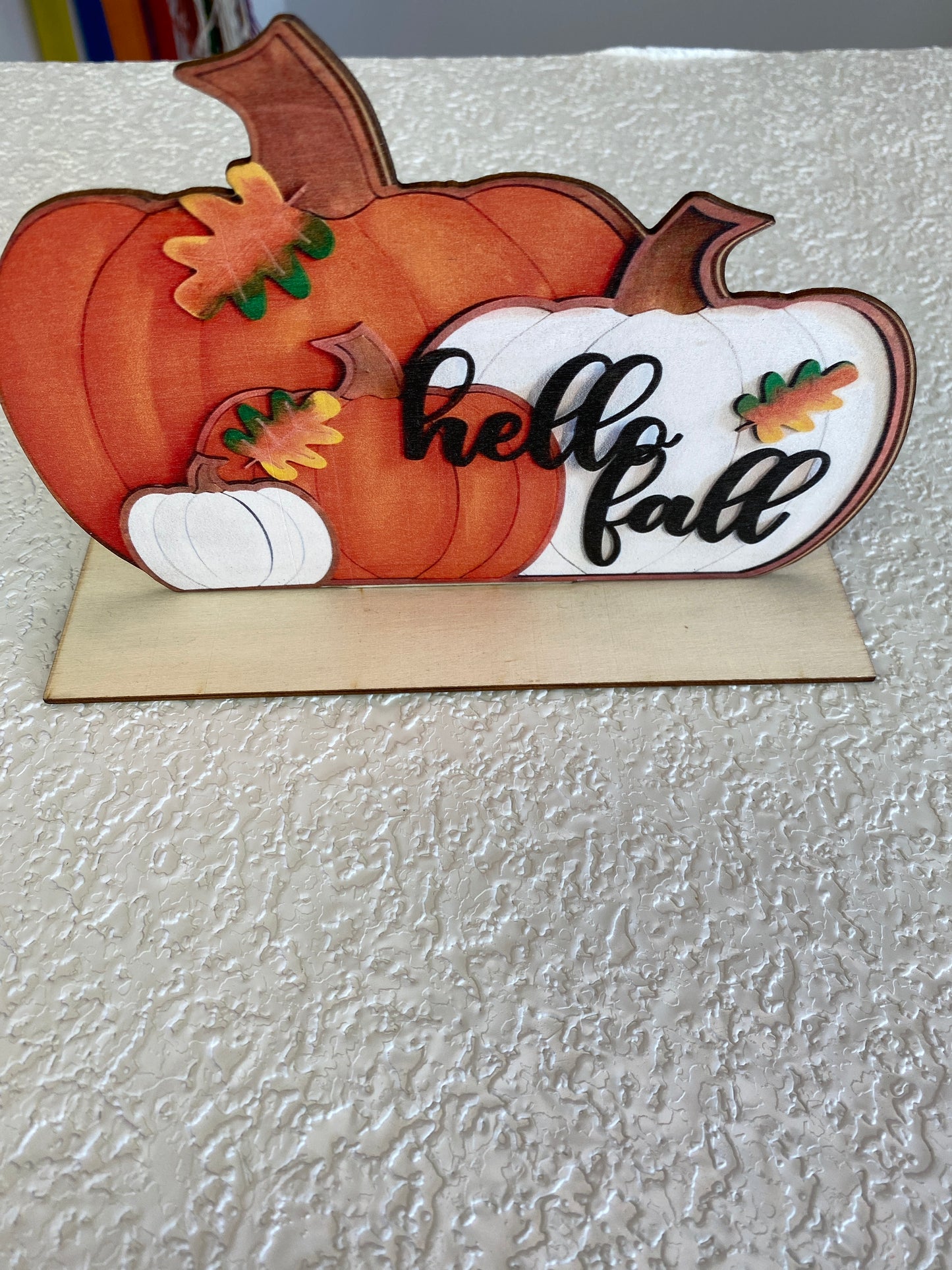 2D FLAT HELLO FALL PUMPKIN WOOD DECOR