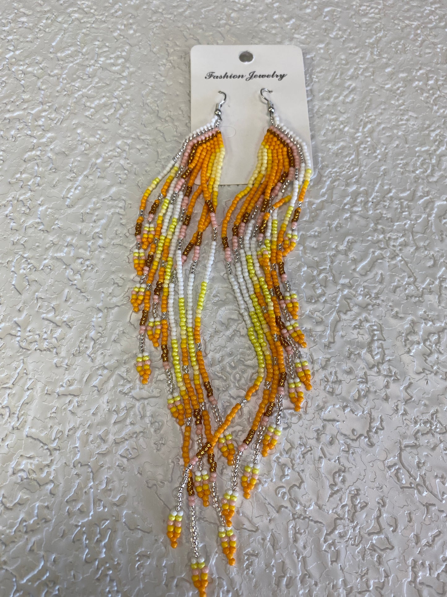YELLOW TASSEL BEAD EARRINGS