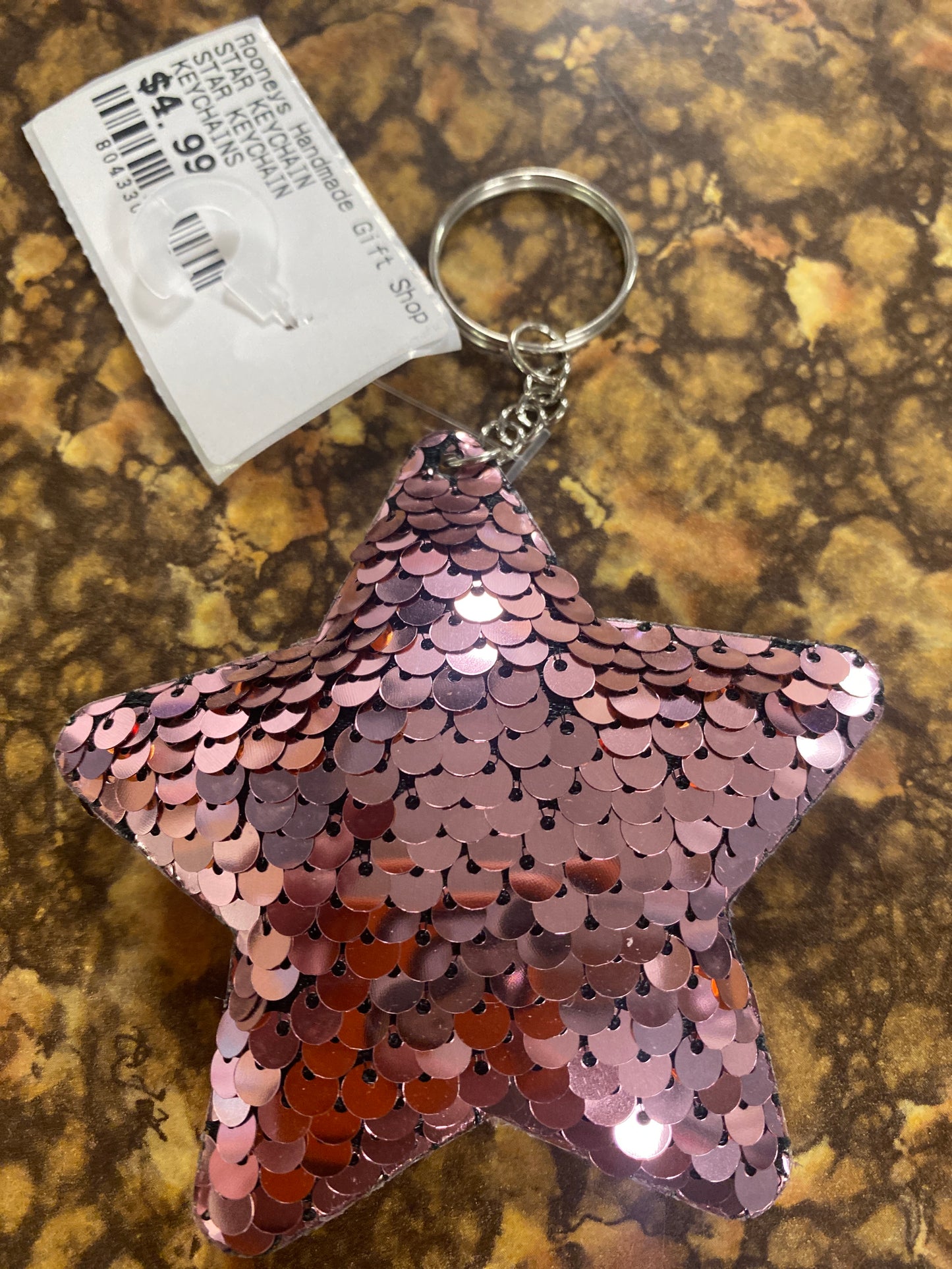 LIGHT PINK STAR SEQUENCE KEYCHAIN