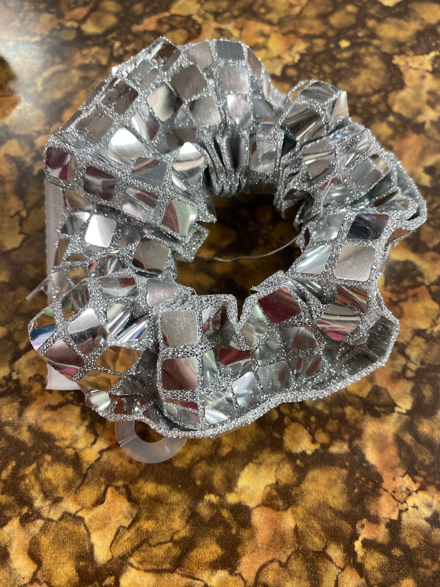 SILVER SHINY HAIR SCRUNCHIE