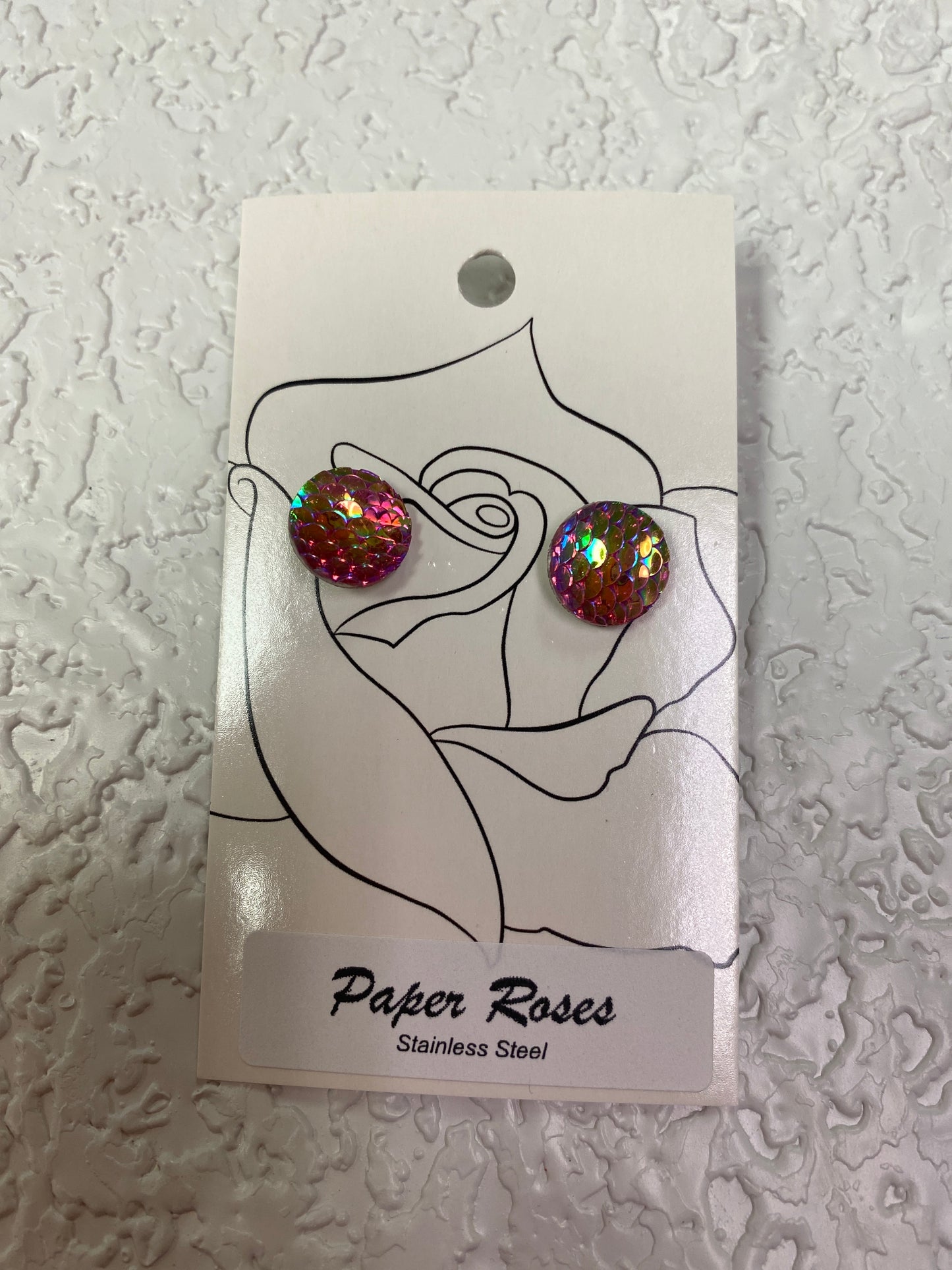DARK PINK SCALE EARRINGS