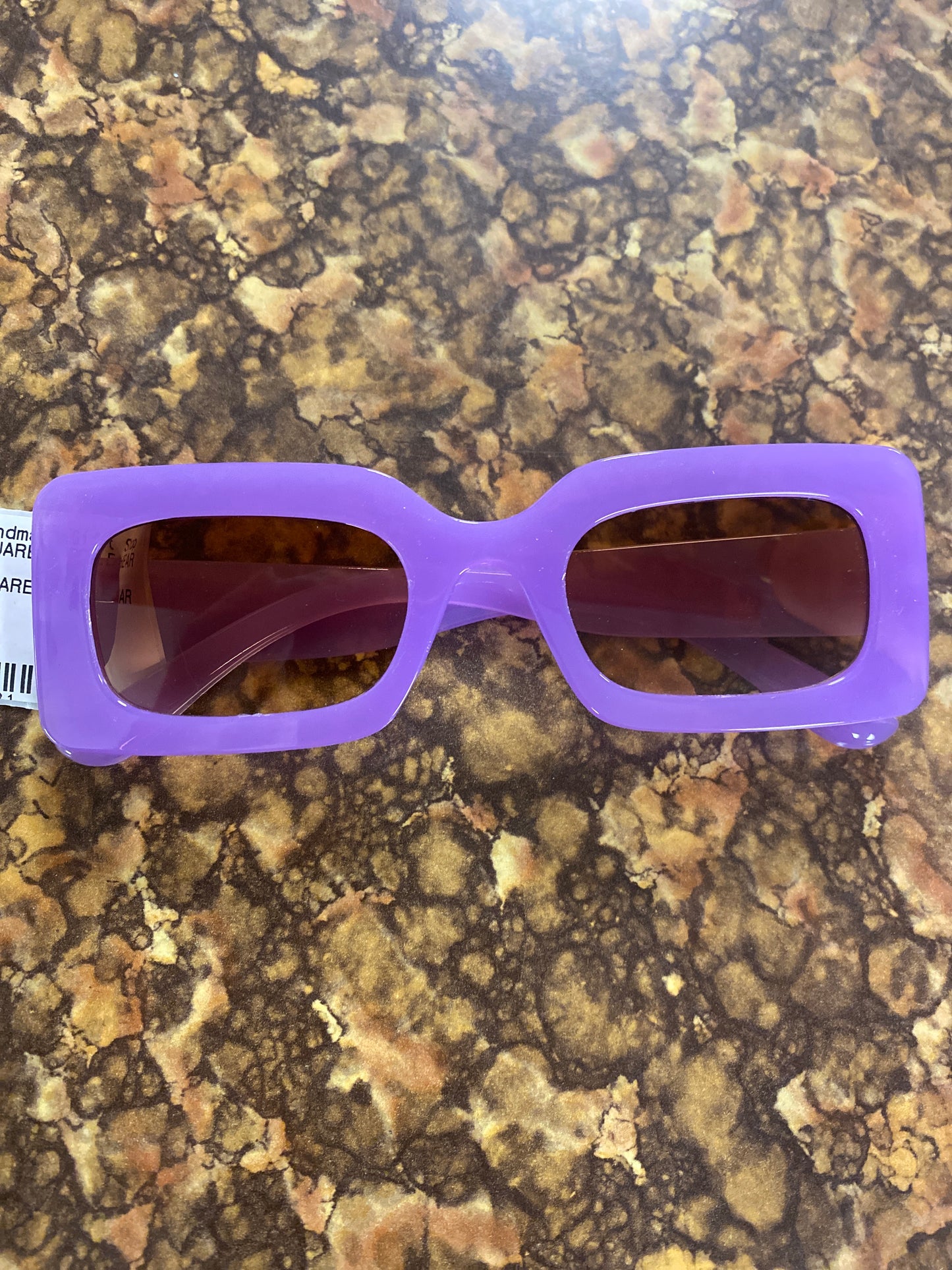 NOVELTY SQUARE PURPLE HEART GLASSES