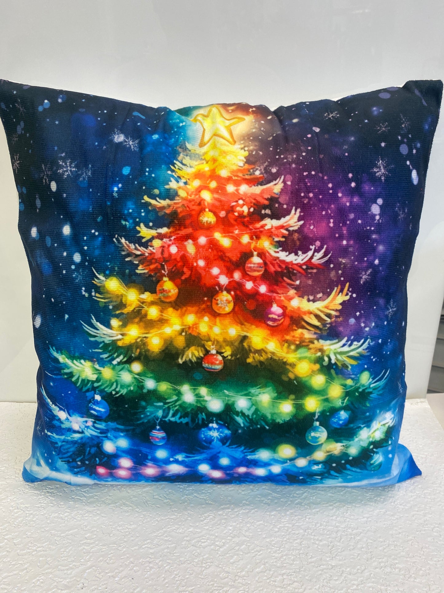 RAINBOW CHRISTMAS TREE THROW PILLOW