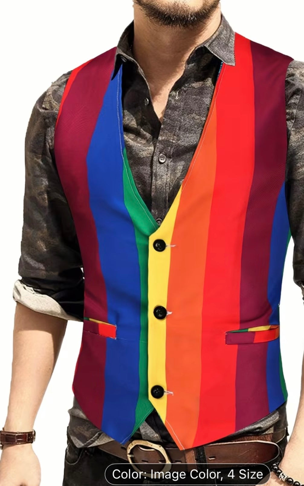 RAINBOW PRINT VEST LARGE