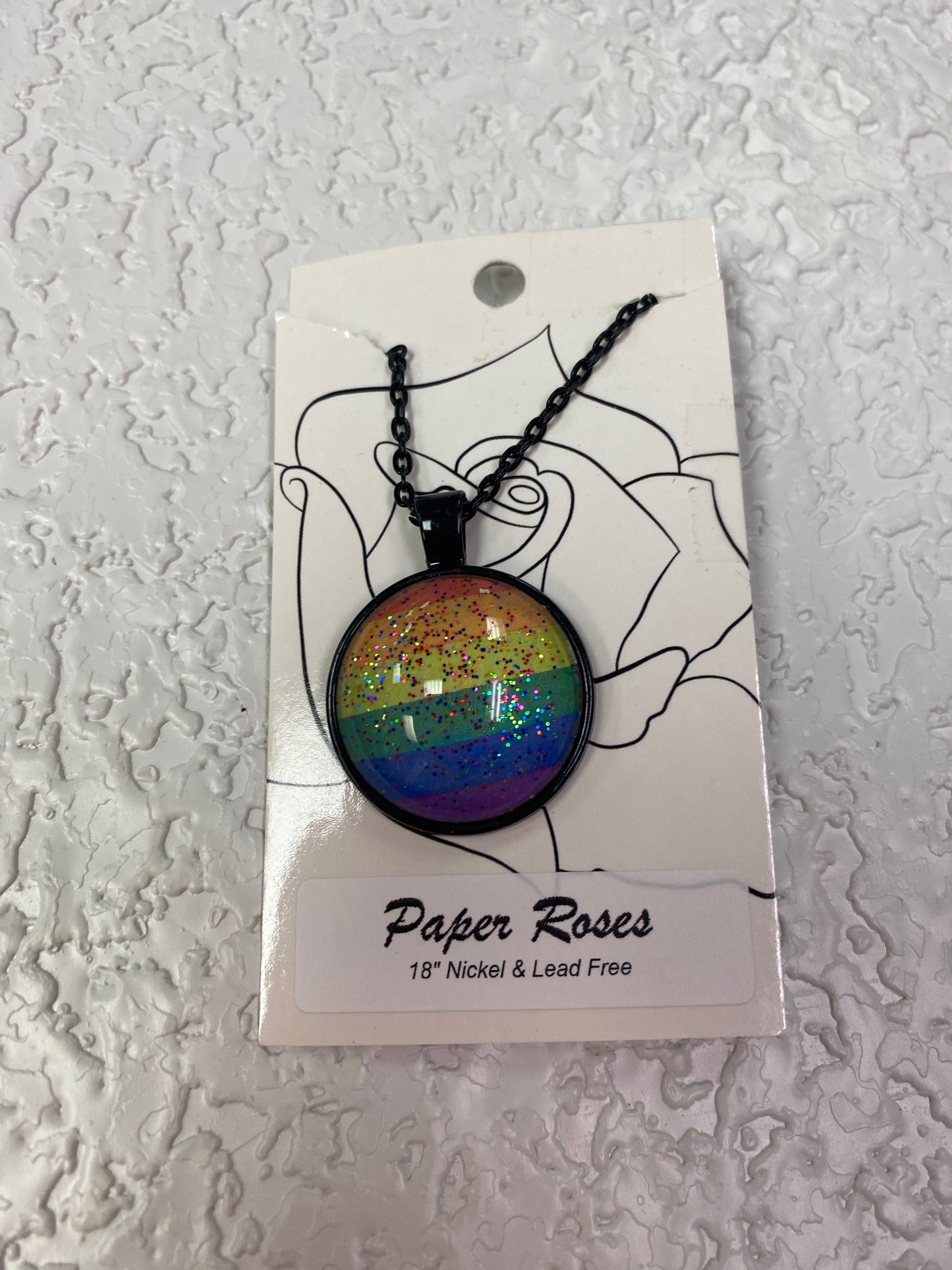 RAINBOW GLITTER BLACK NECKLACE