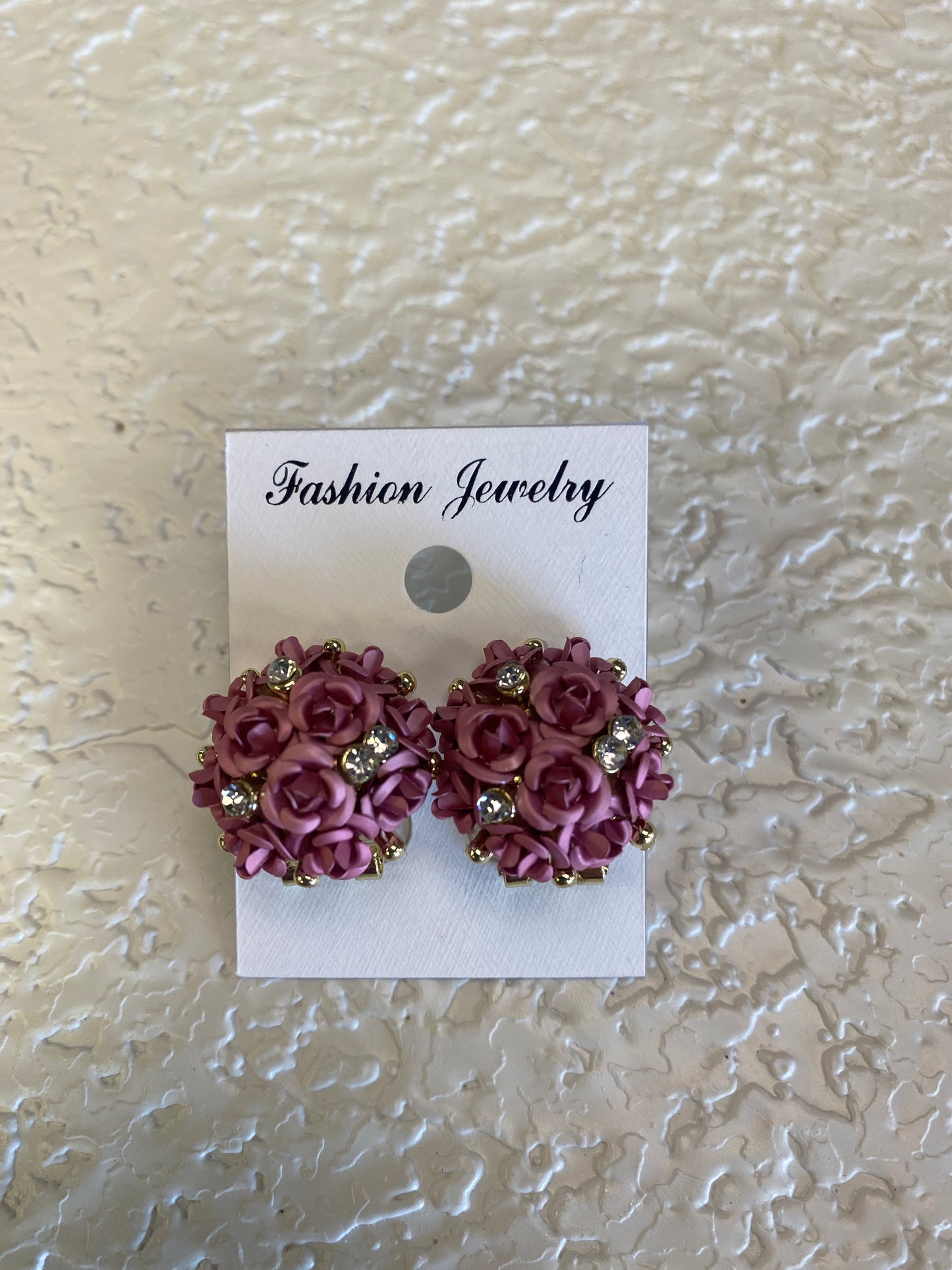 ROSE FLOWER STUD EARRINGS PINK