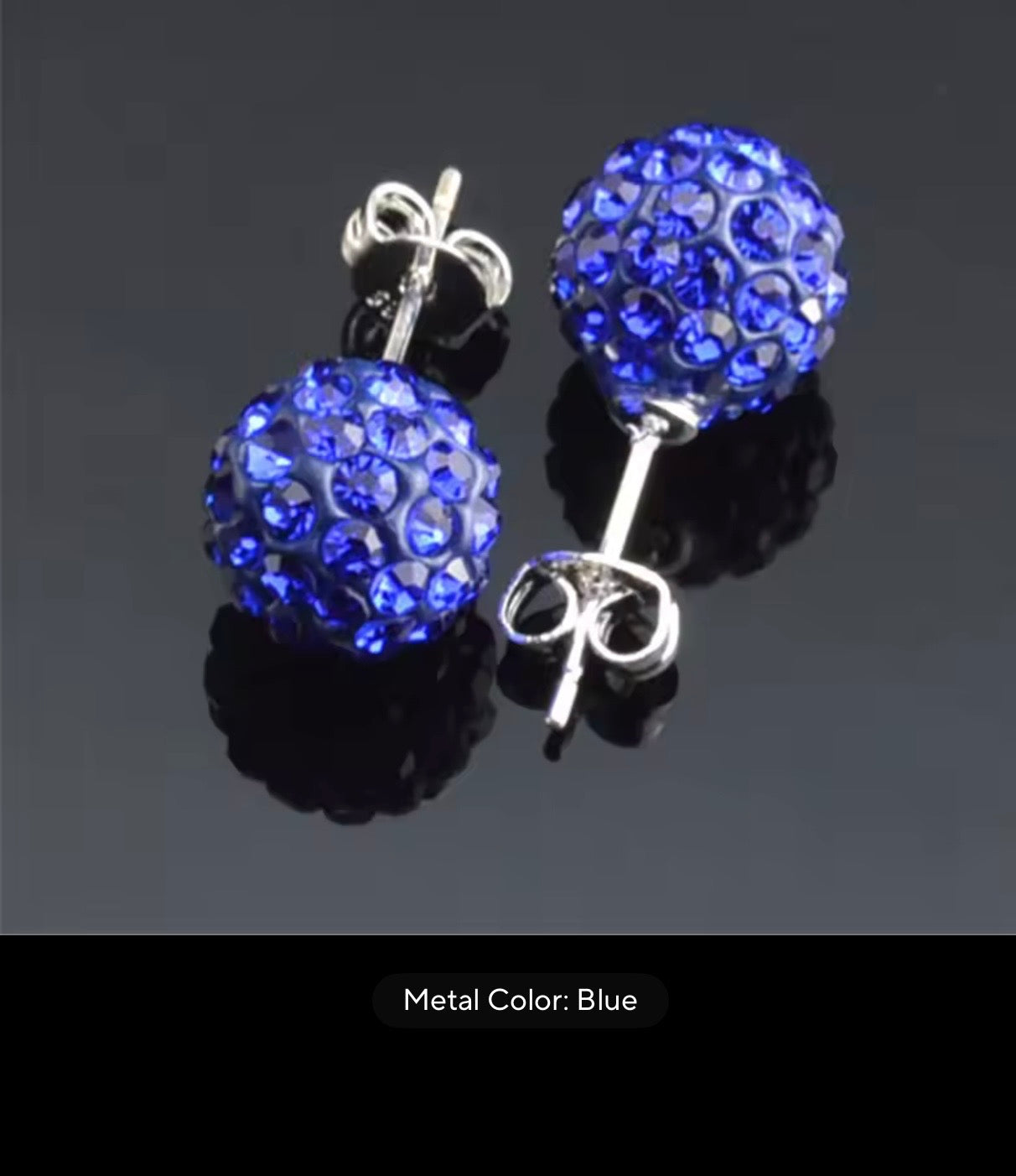 CRYSTAL BALL EARRINGS BLUE
