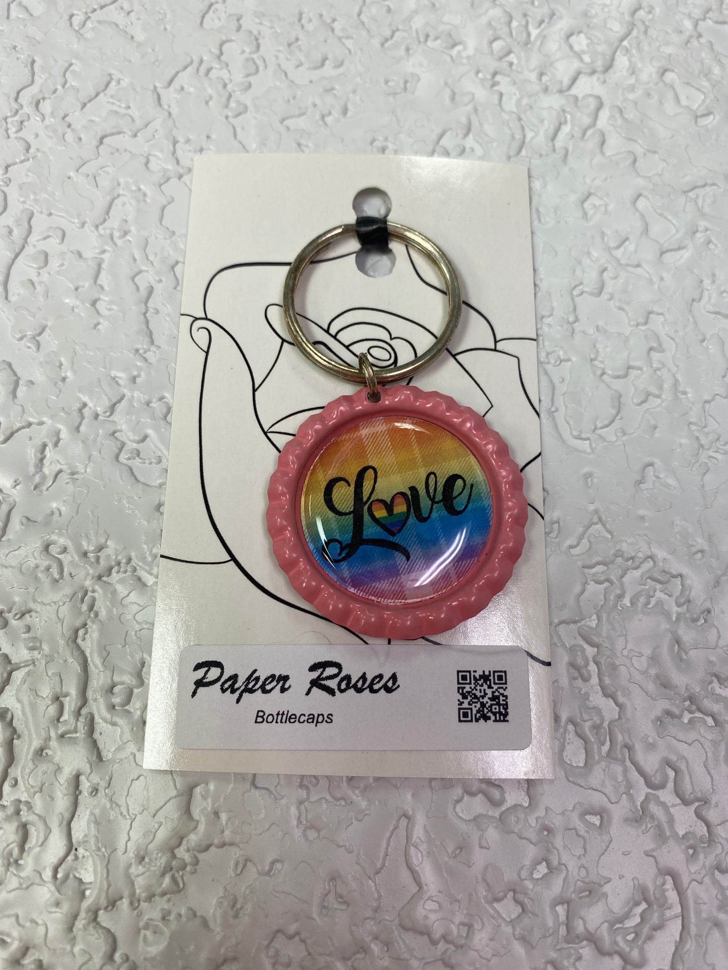 PINK LOVE PRIDE BOTTLE CAP KEYCHAIN