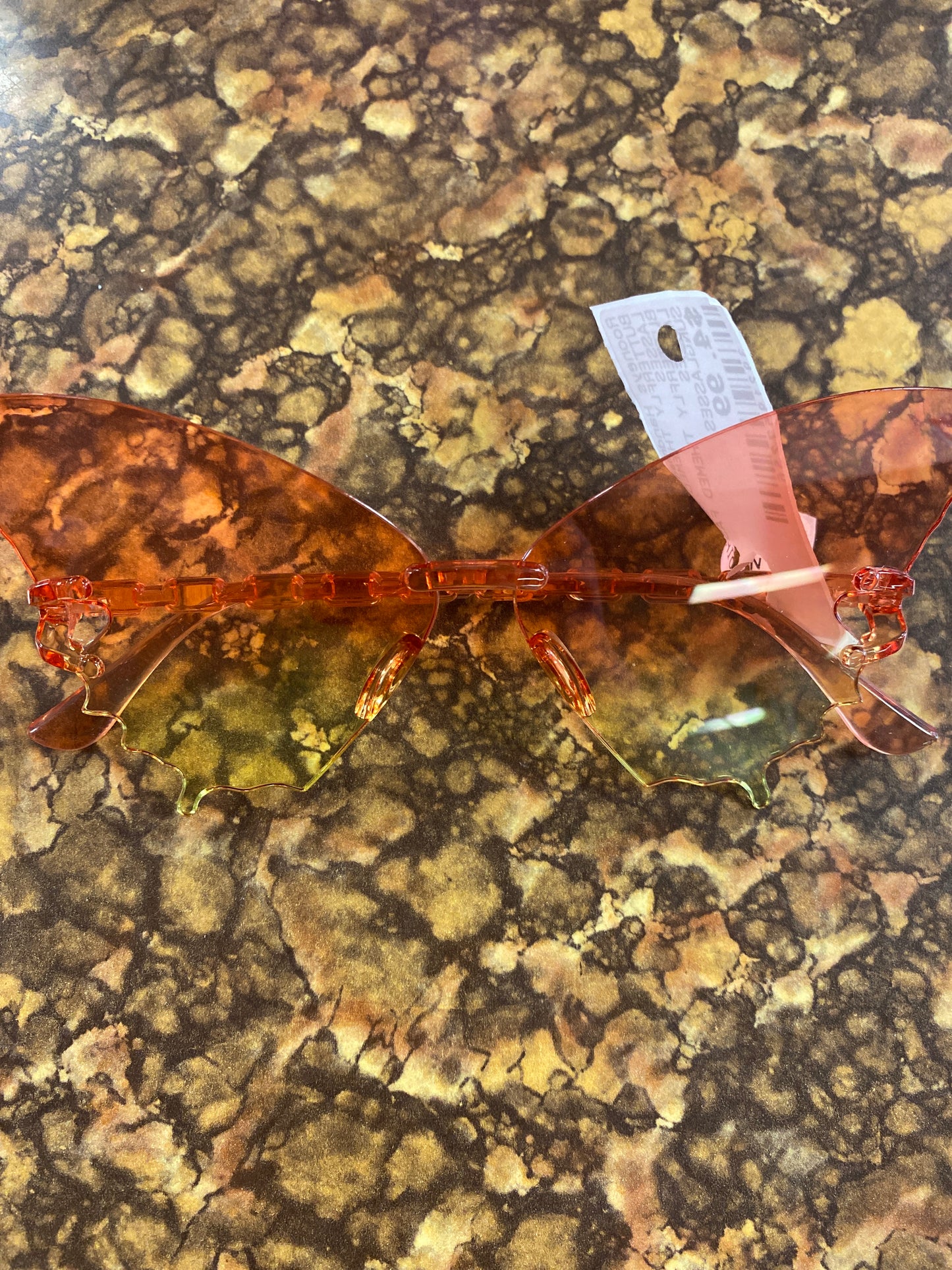 BUTTERFLY FASHION SUNGLASSES ORANGE YELLOW