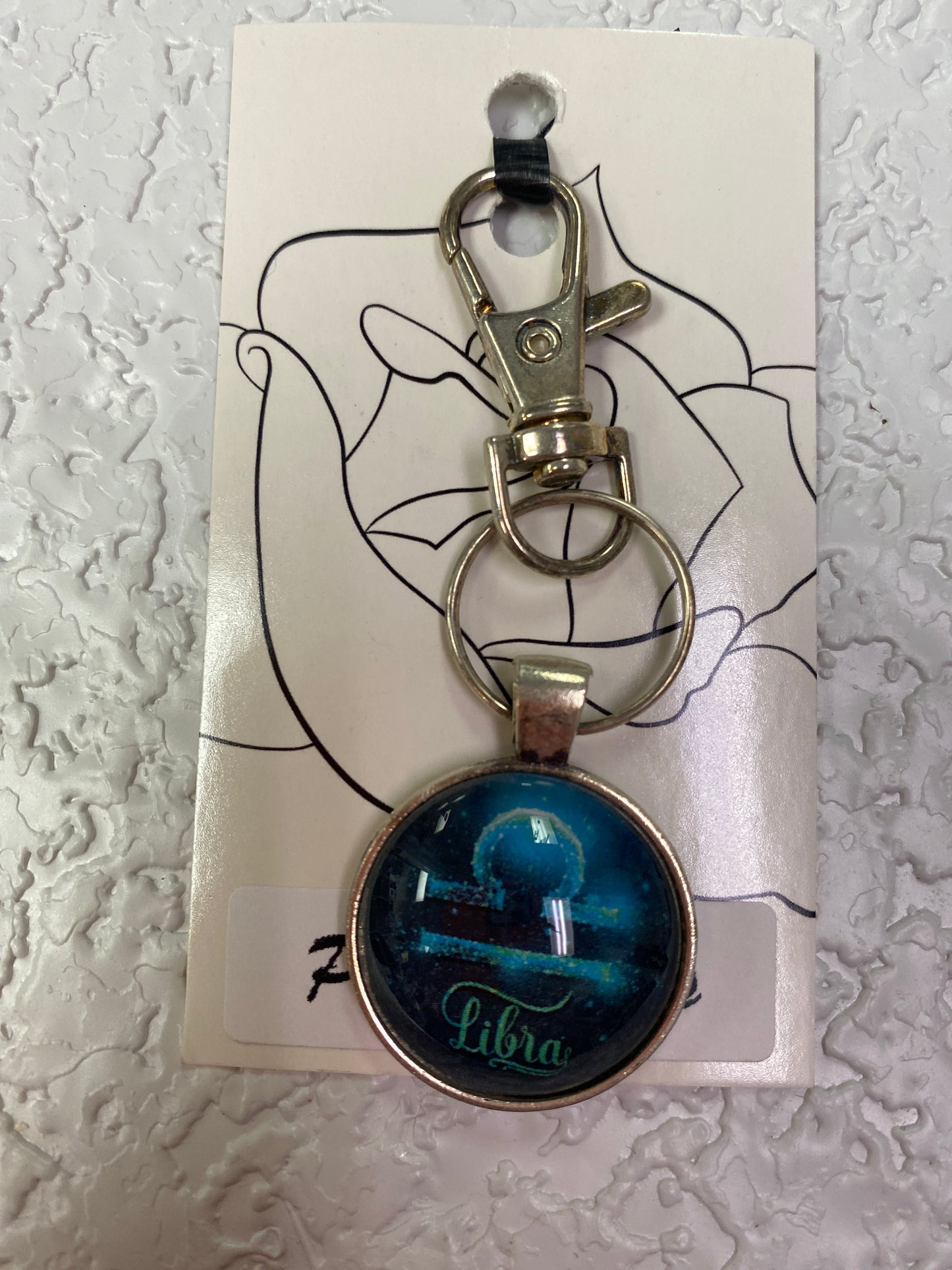 TEAL LIBRA SILVER KEYCHAIN