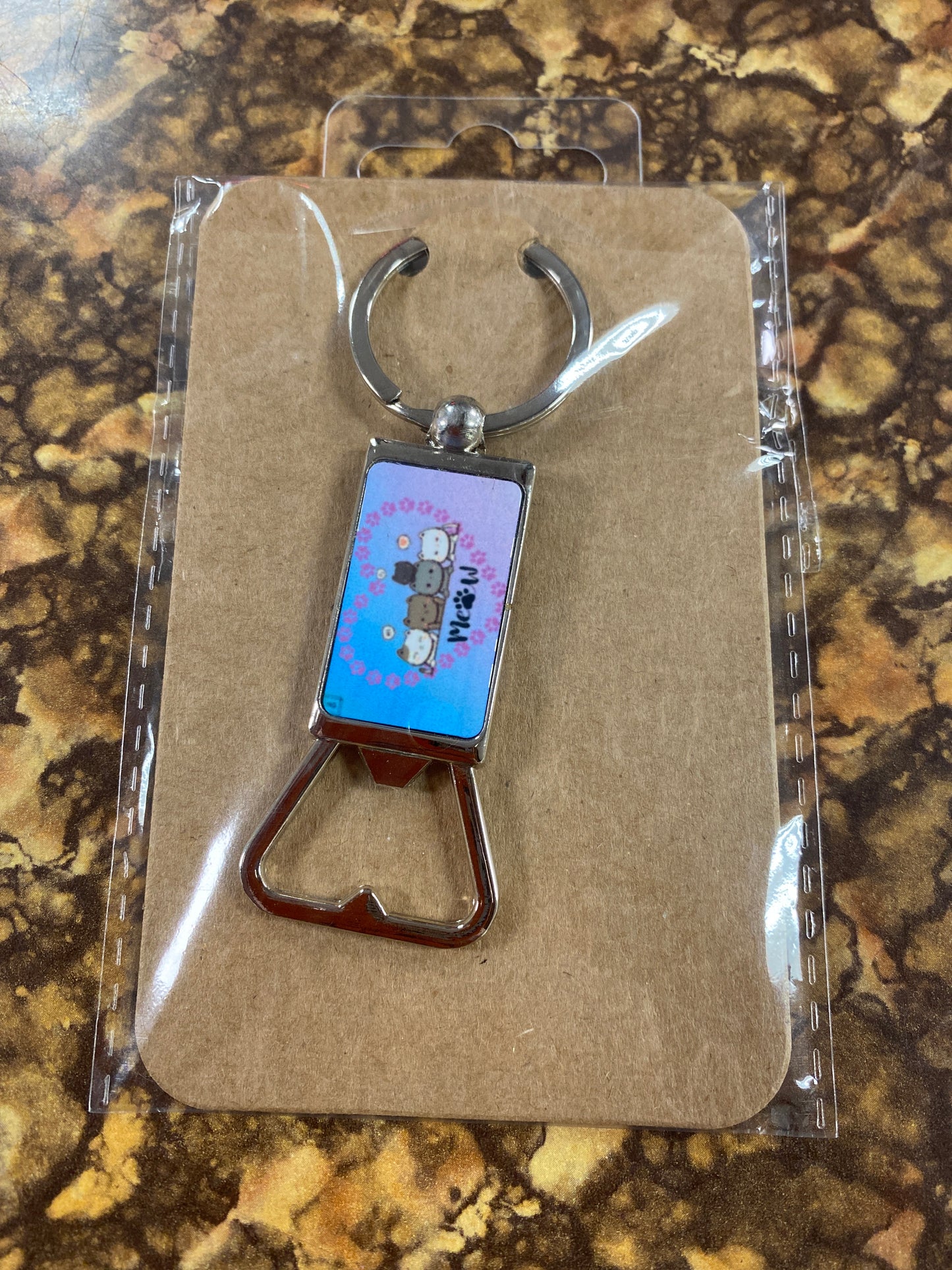 CAT MEOW KEYCHAIN WITH BOTTLE OPENER