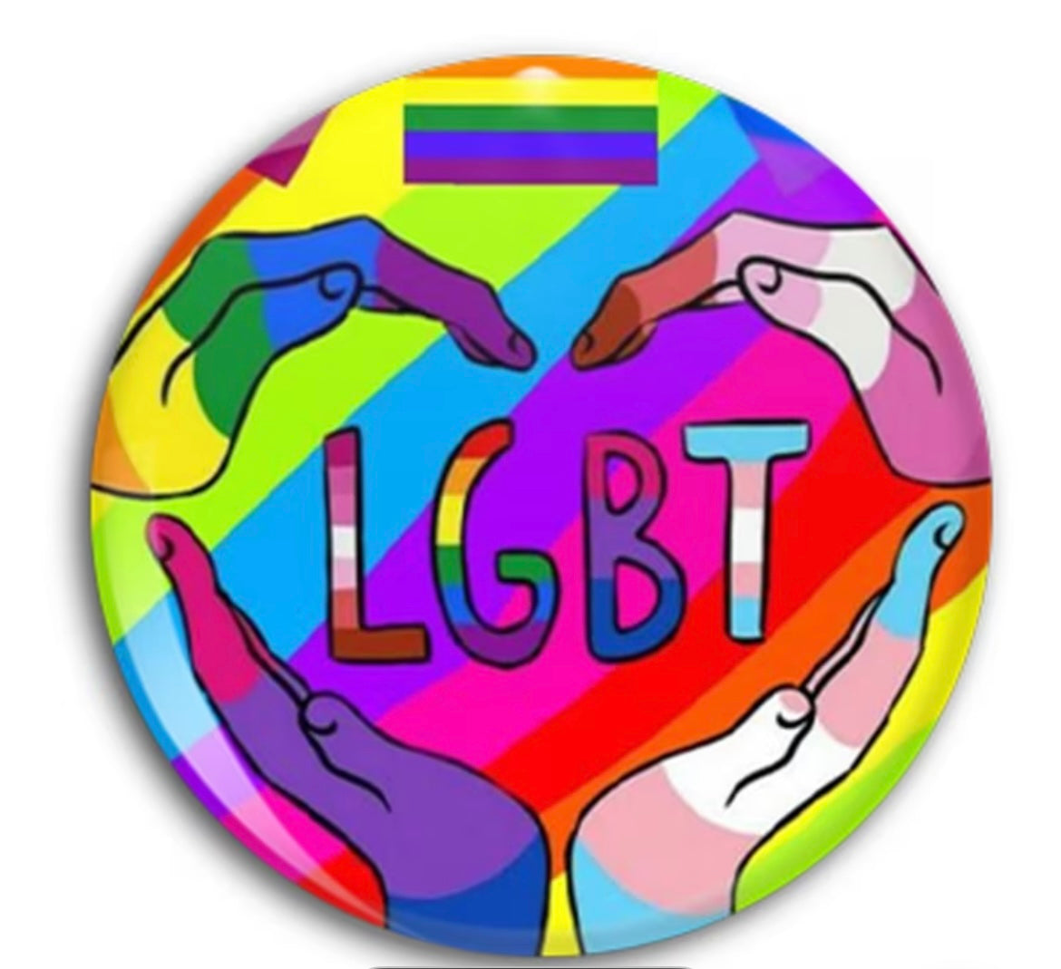 RAINBOW LGBT HANDS BUTTON