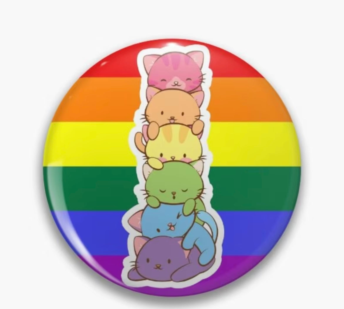 RAINBOW PRIDE CATS BUTTON