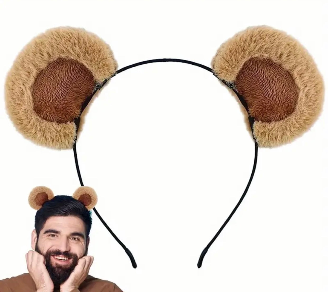 BLACK HEAD BAND WITH BROWN BEAR EARS