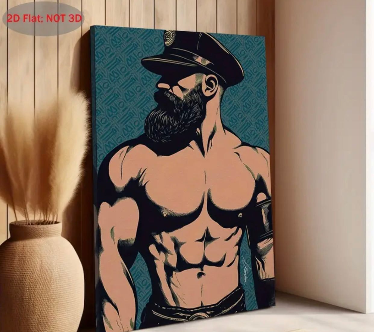 CANVAS ART MUSCULAR BEARDED MAN
