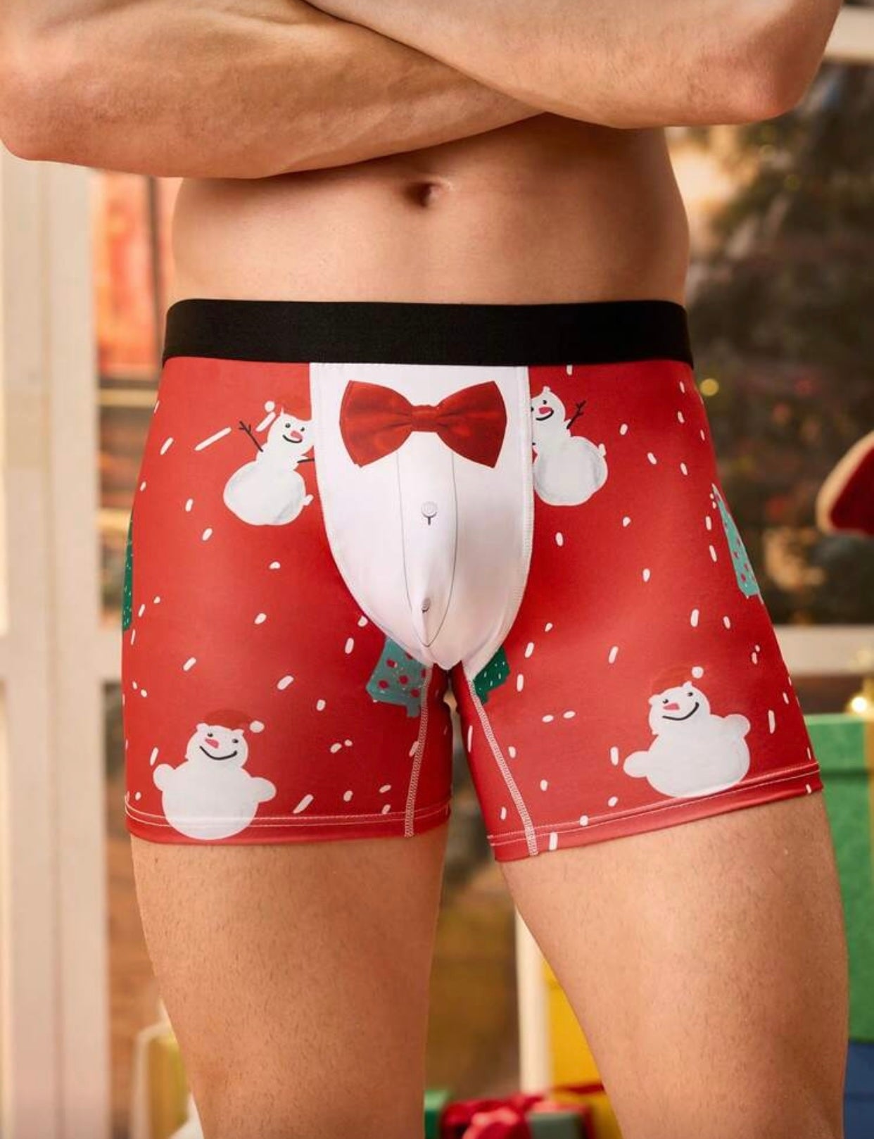 CHRISTMAS TRUNKS RED SNOWMAN XL