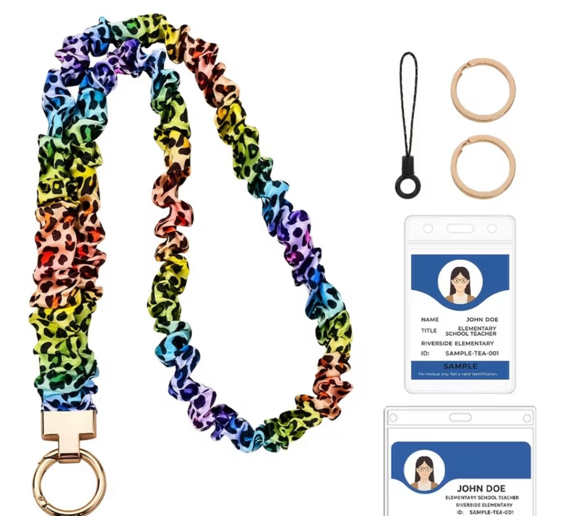 LANYARD WITH HOLDER RAINBOW LEPORD