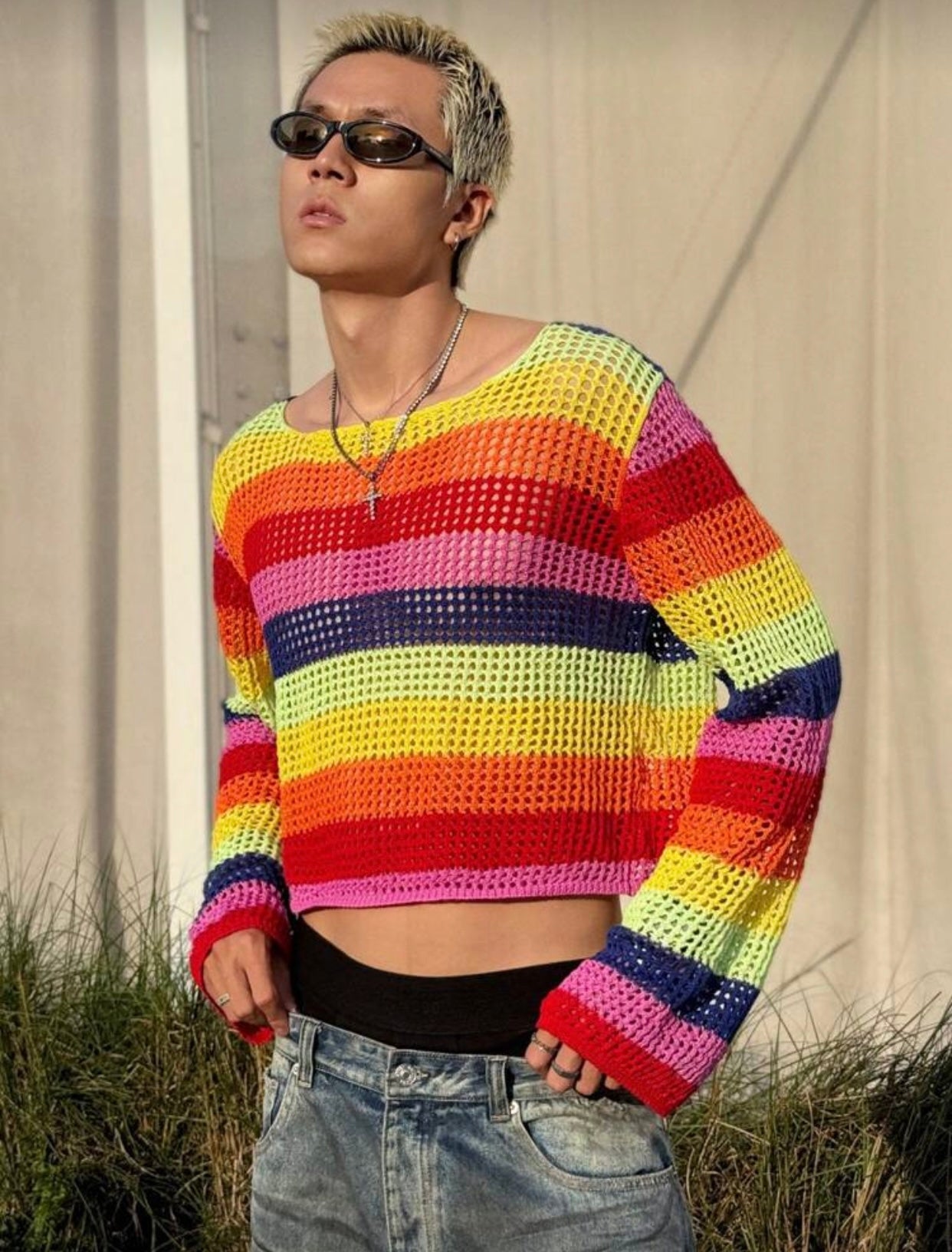 RAINBOW FISHNET SHIRT