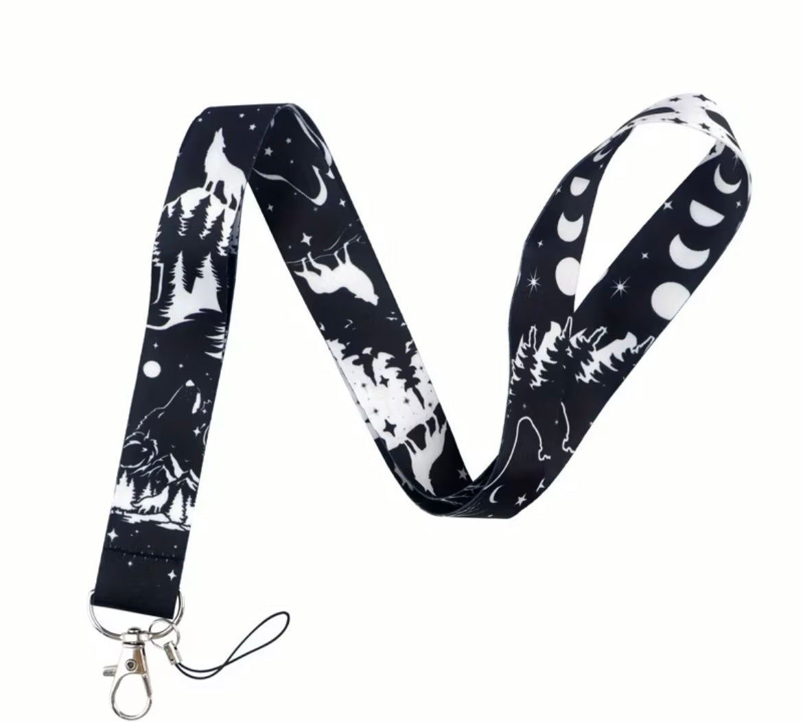 LANYARD BLACK AND WHITE WOLF